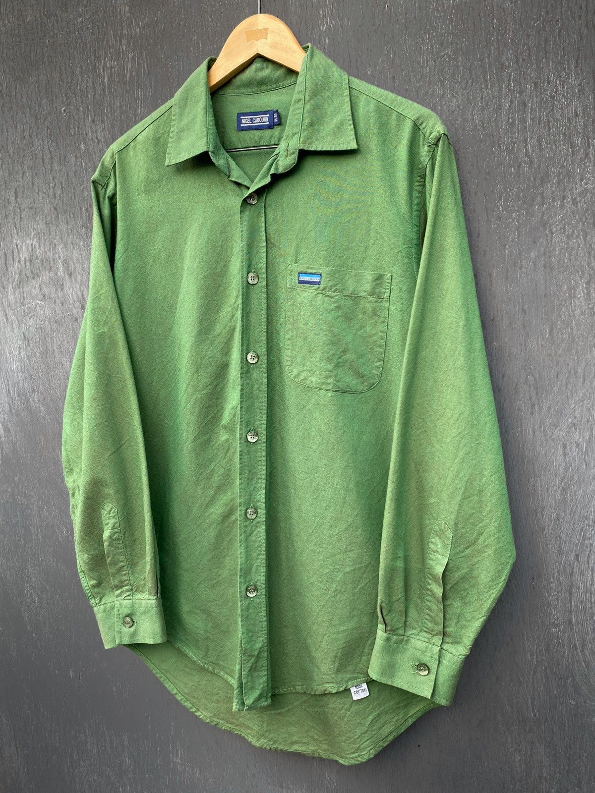 Nigel Cabourn Nigel Cabourn green shimmer military cotton shirt size M/L Size US L / EU 52-54 / 3 - 2 Thumbnail