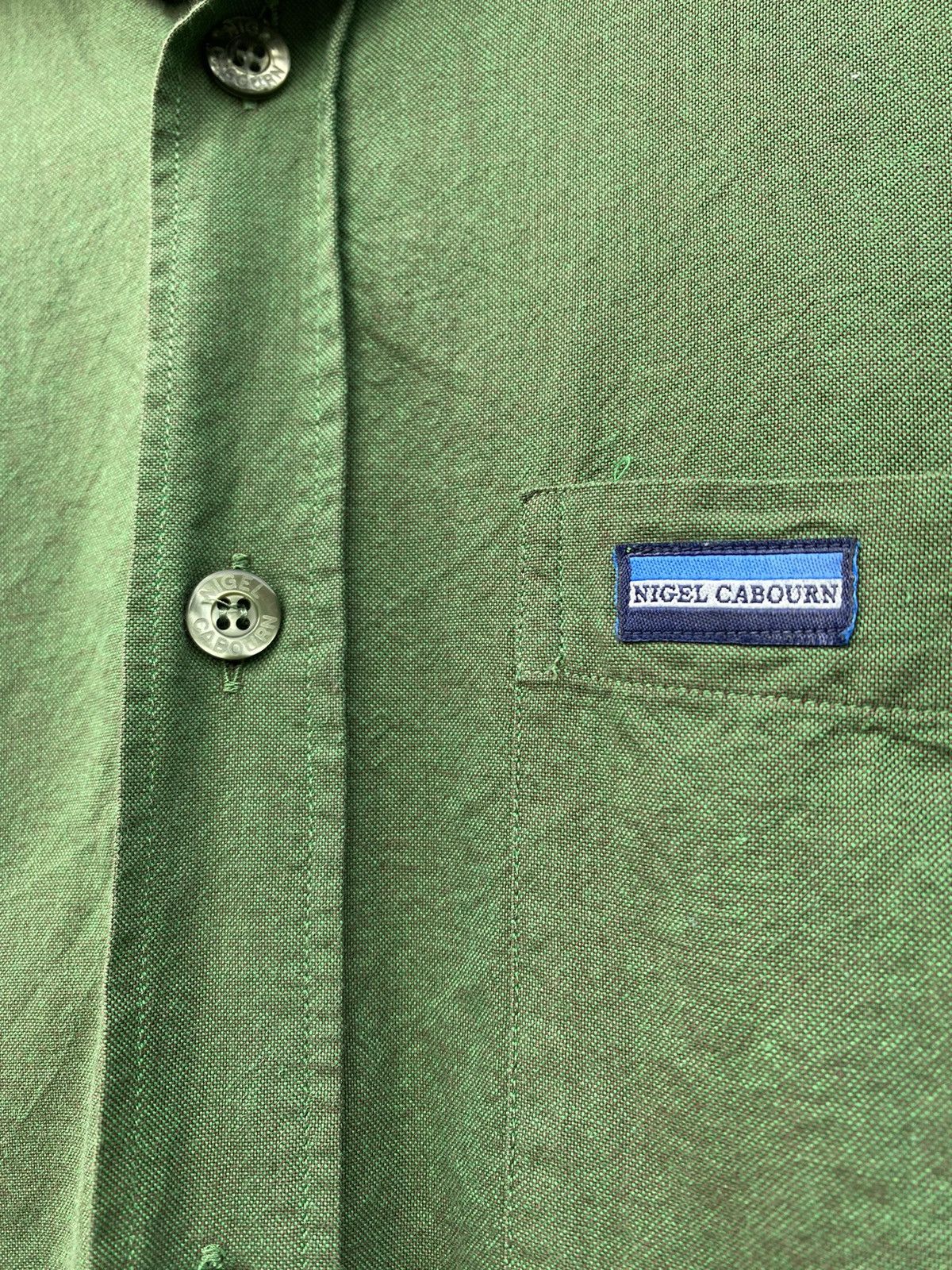Nigel Cabourn Nigel Cabourn green shimmer military cotton shirt size M/L Size US L / EU 52-54 / 3 - 10 Thumbnail