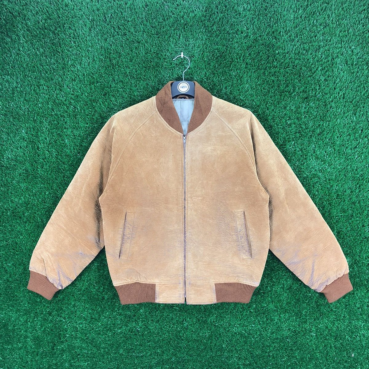 image of Vintage 80's Sheepskin Leather Bomber Jacket Japan Military in Brown, Men's (Size Medium)