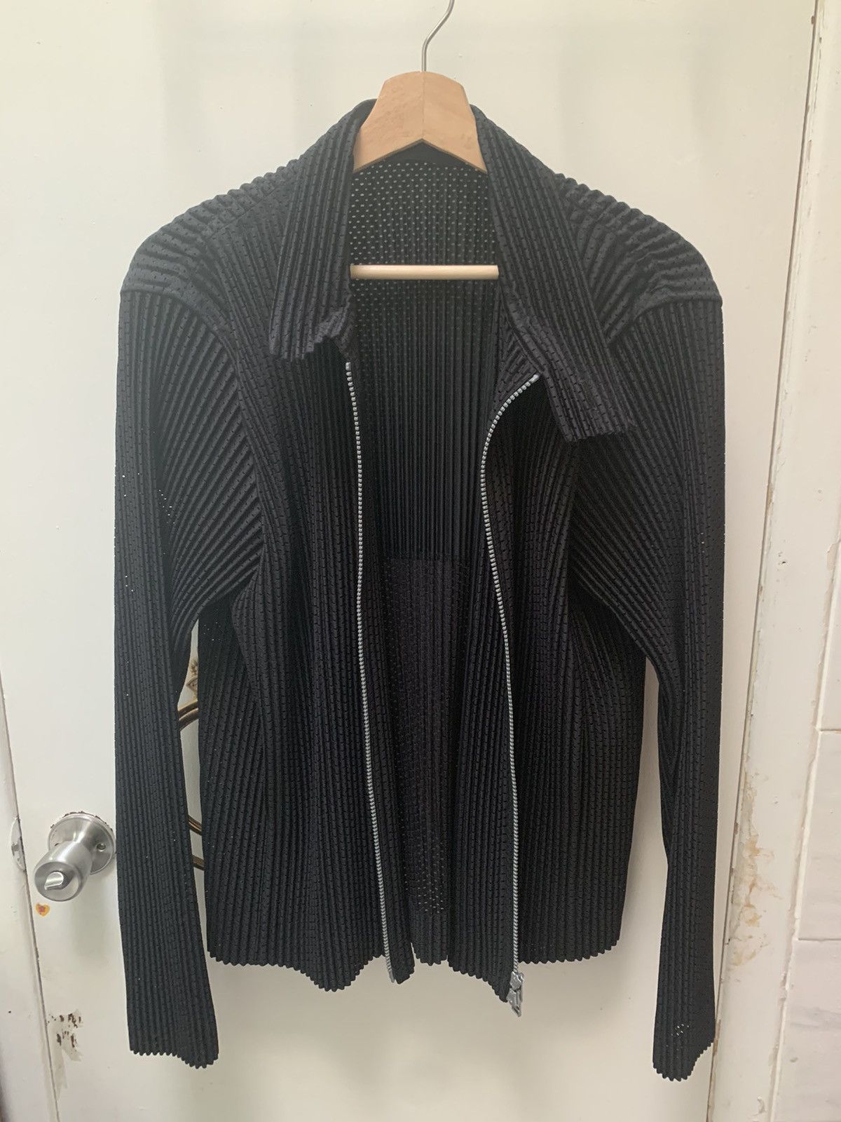 Homme Plisse Collar Zip Up Jacket