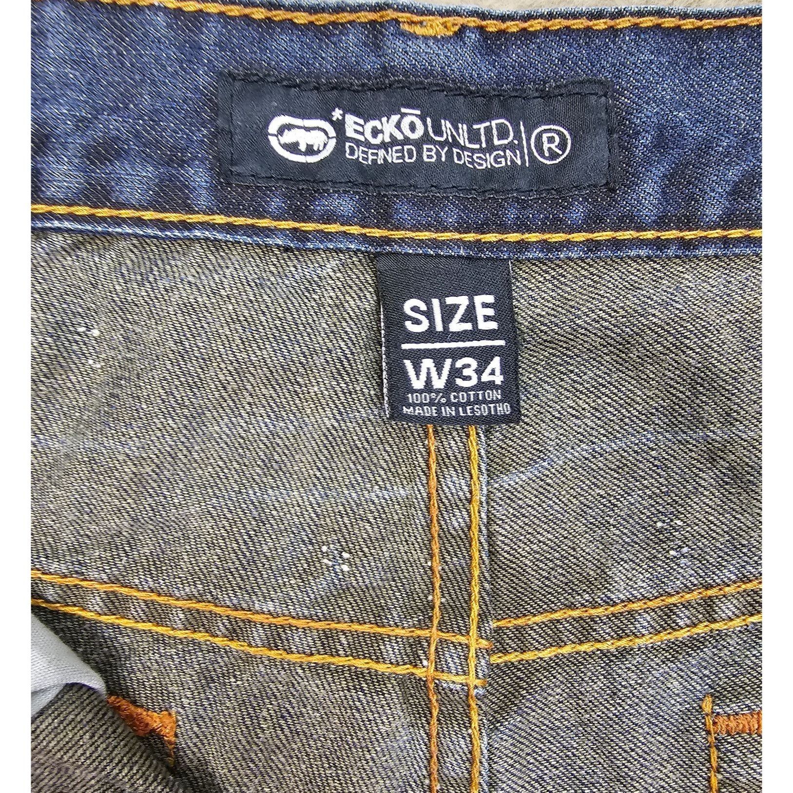 Ecko Unltd. × JNCO × Vintage Ecko Unltd Y2K Dark Wash Denim Baggy-Fit Jorts Shorts Size US 34 / EU 50 - 7 Thumbnail