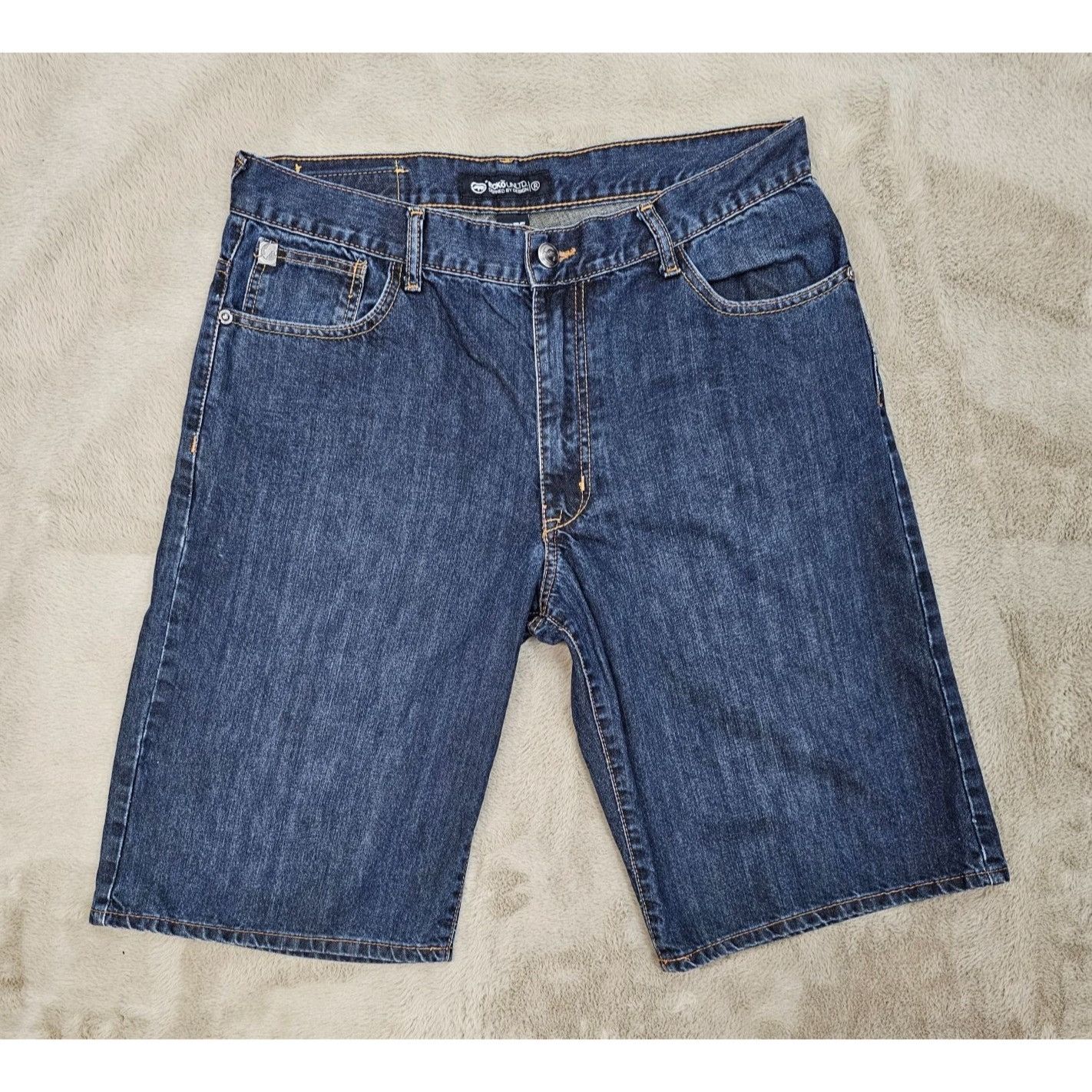 Ecko Unltd. × JNCO × Vintage Ecko Unltd Y2K Dark Wash Denim Baggy-Fit Jorts Shorts Size US 34 / EU 50 - 4 Thumbnail
