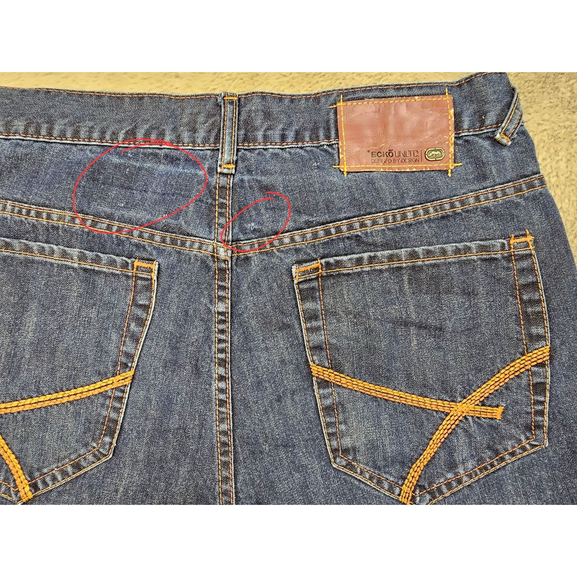 Ecko Unltd. × JNCO × Vintage Ecko Unltd Y2K Dark Wash Denim Baggy-Fit Jorts Shorts Size US 34 / EU 50 - 3 Thumbnail