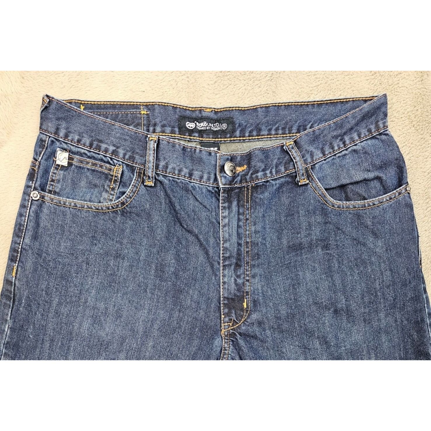 Ecko Unltd. × JNCO × Vintage Ecko Unltd Y2K Dark Wash Denim Baggy-Fit Jorts Shorts Size US 34 / EU 50 - 5 Thumbnail