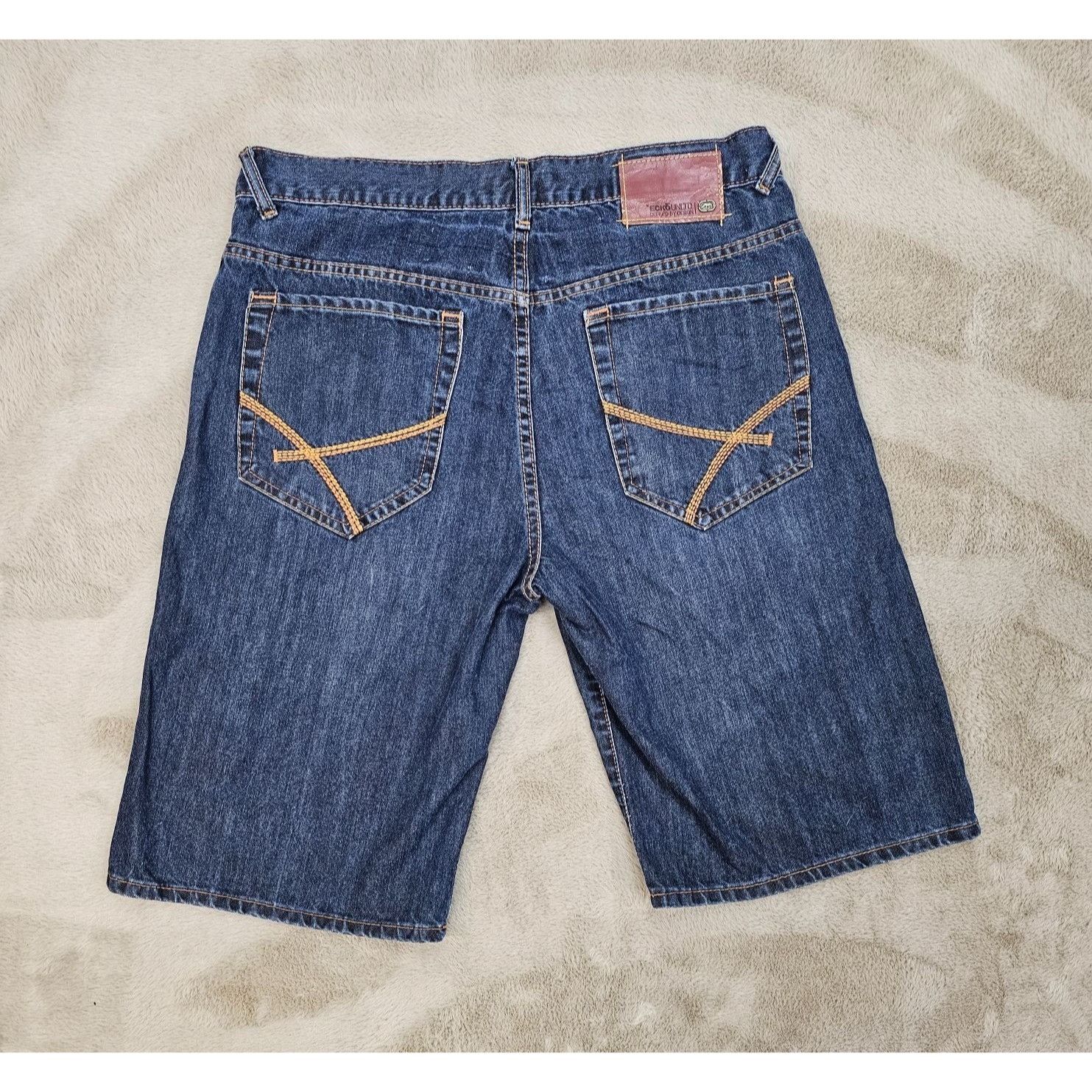Ecko Unltd. × JNCO × Vintage Ecko Unltd Y2K Dark Wash Denim Baggy-Fit Jorts Shorts Size US 34 / EU 50 - 1 Thumbnail