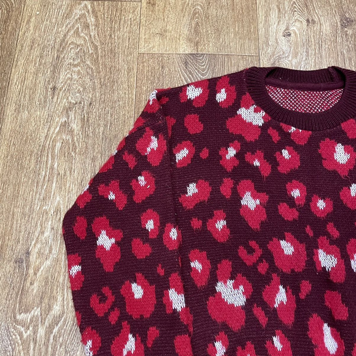 Vintage Vintage Y2K Red All Over Print Crop Sweater Streetwear M Size US M / EU 48-50 / 2 - 4 Thumbnail