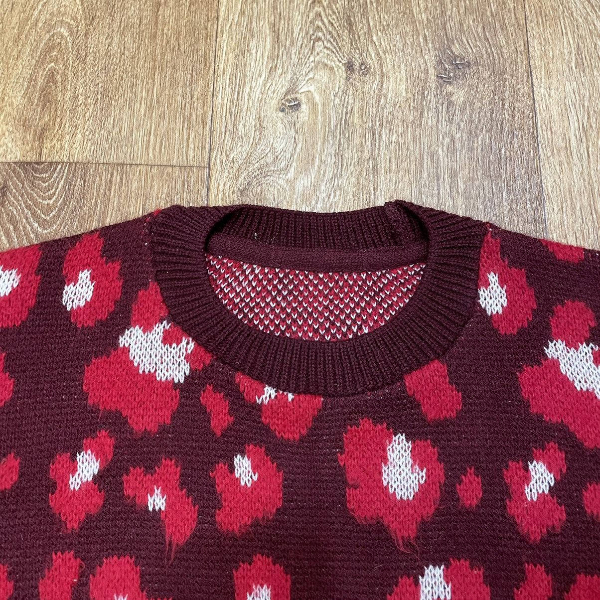 Vintage Vintage Y2K Red All Over Print Crop Sweater Streetwear M Size US M / EU 48-50 / 2 - 6 Thumbnail
