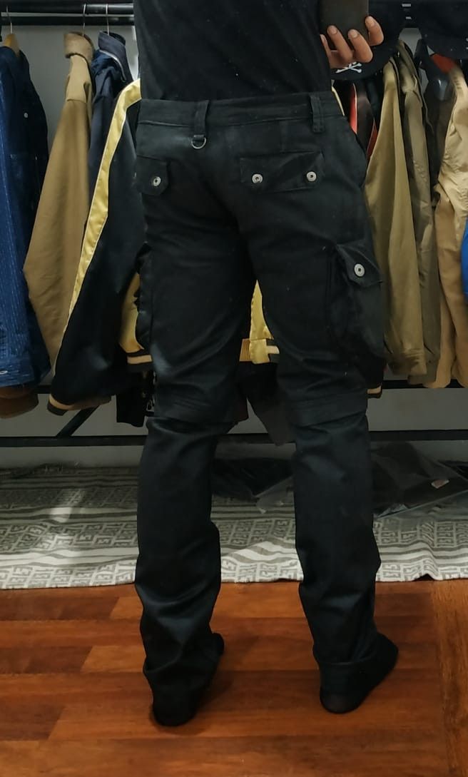 Designer × Seditionaries Fit 31 to 32, Multipocket wax/coated Stretch Pants Size US 32 / EU 48 - 2 Thumbnail