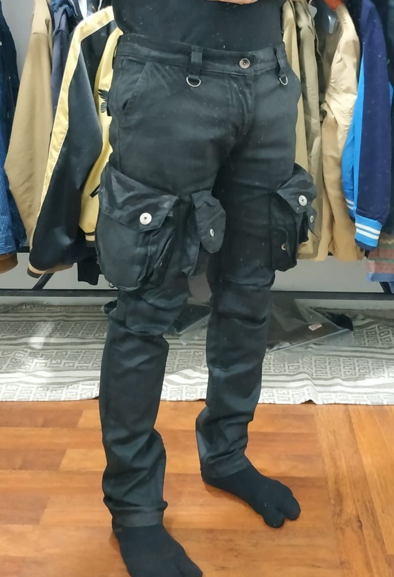 Designer × Seditionaries Fit 31 to 32, Multipocket wax/coated Stretch Pants Size US 32 / EU 48 - 3 Thumbnail