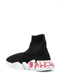 Balenciaga Men's Speed Mid-top Trainer Sock Sneakers, Red