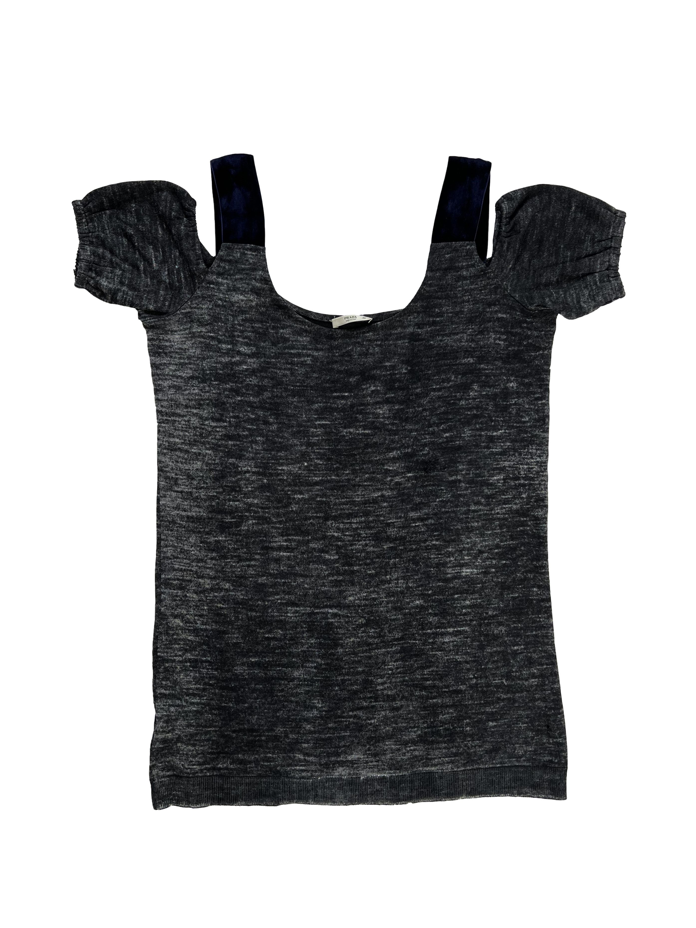 Prada ⚡️QUICK SALE⚡️Prada Grey with Blue Wool/Silk Mix Knit Top Size L / US 10 / IT 46 - 1 Thumbnail