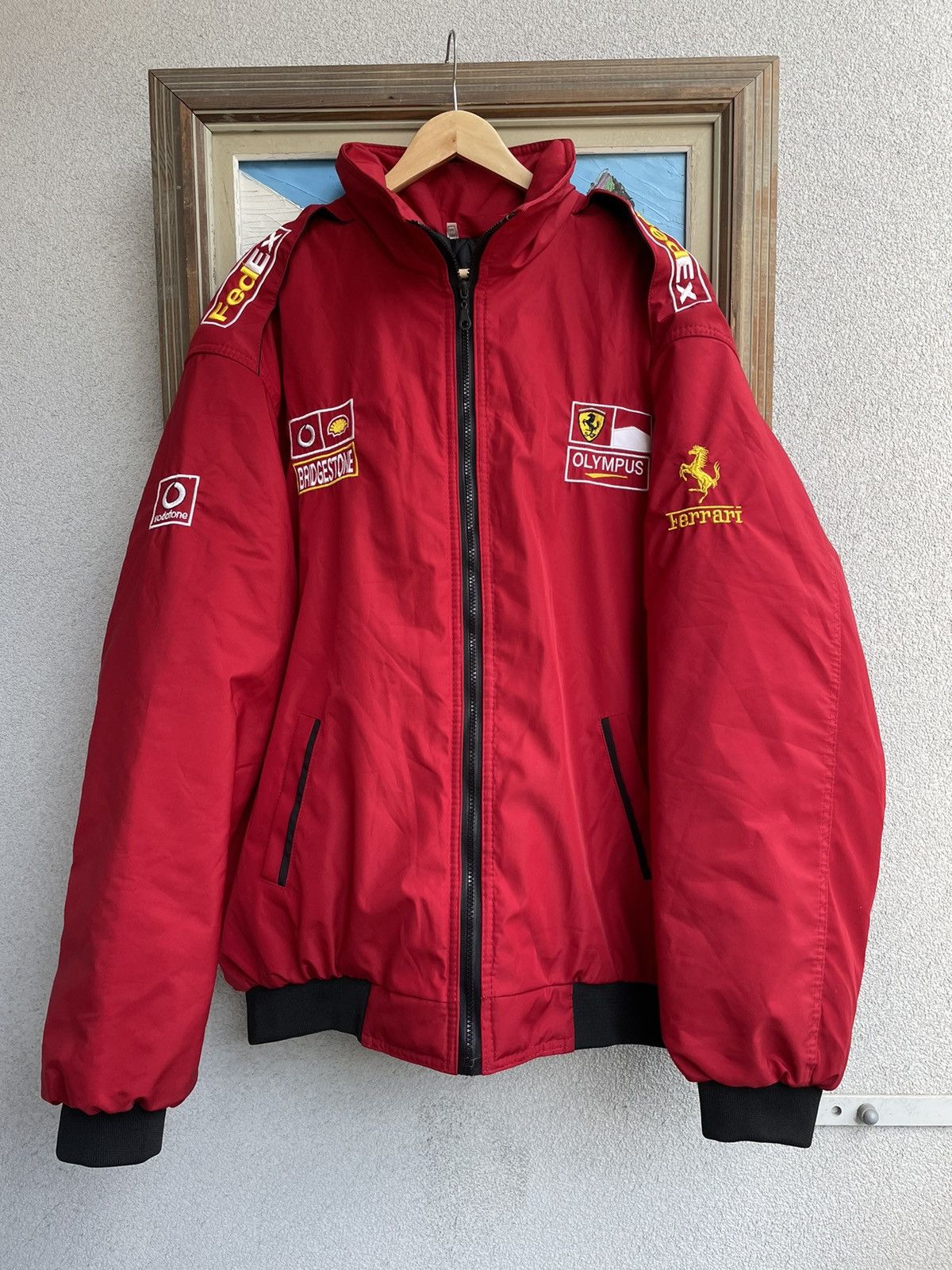 image of Vintage Y2K Ferrari Racing Formula One Hype Jacket in Red, Men's (Size XL)