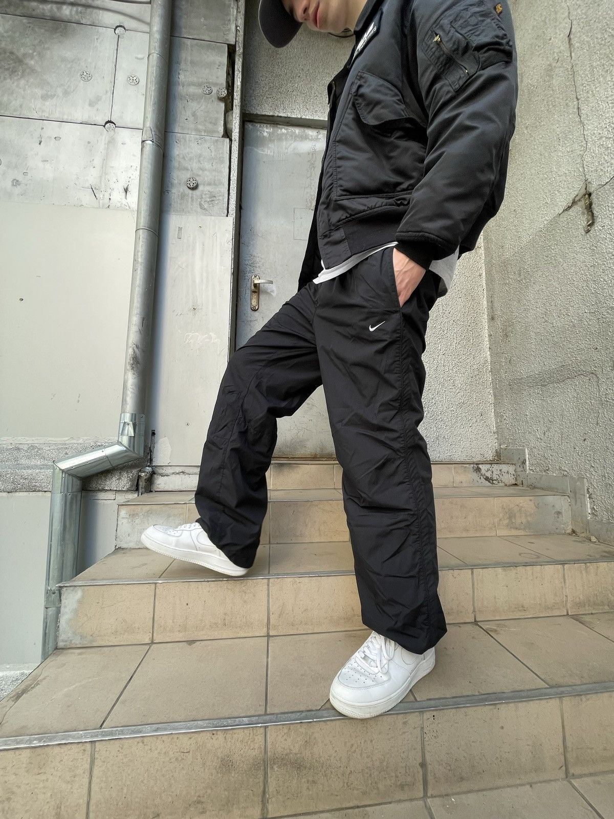 Vintage Nike Track Pants nylon black joggers