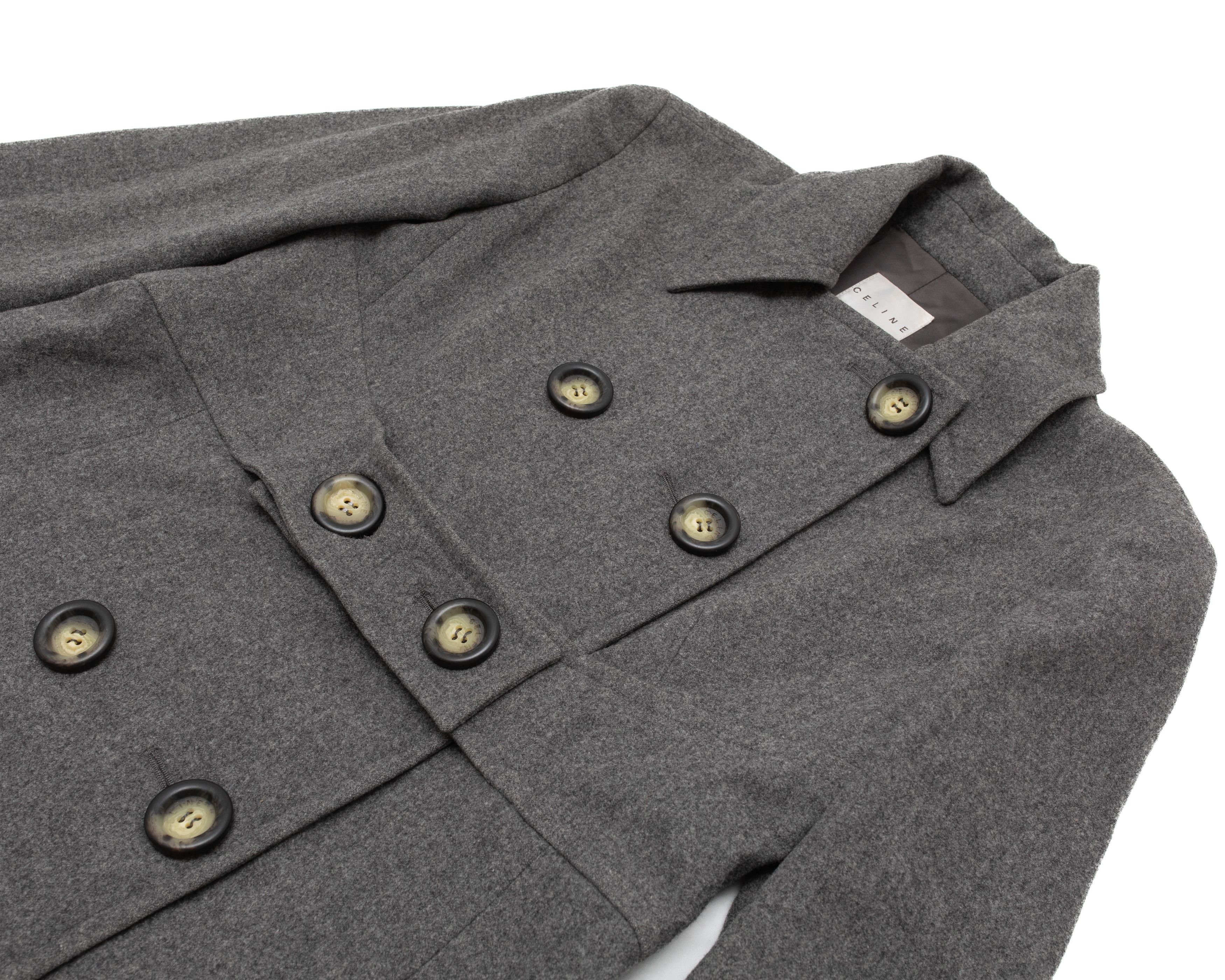 Celine CELINE Vintage Double Breasted Grey Wool Peacoat Size M / US 6-8 / IT 42-44 - 3 Thumbnail