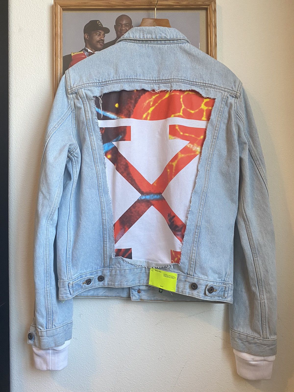 Off-White Off-White Printed Logo Denim Jacket Size US XL / EU 56 / 4 - 2 Thumbnail