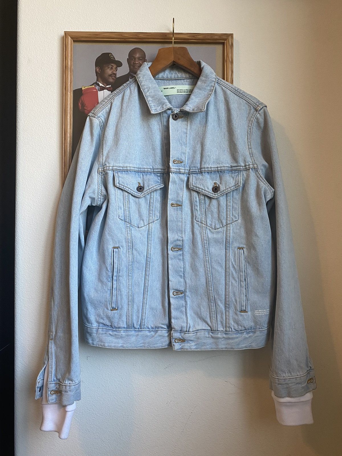Off-White Off-White Printed Logo Denim Jacket Size US XL / EU 56 / 4 - 1 Thumbnail