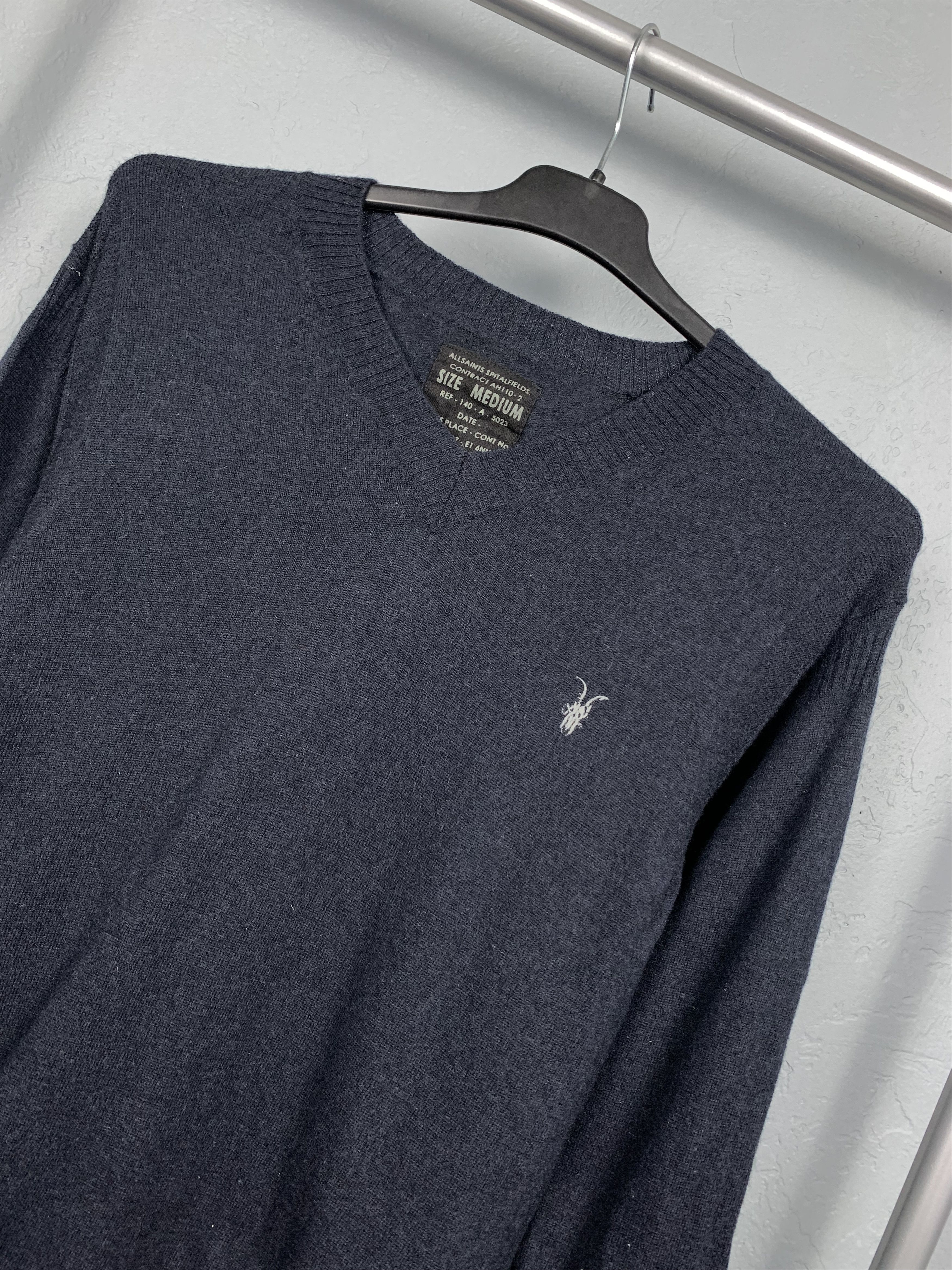 Allsaints Allsaints Vintage Tallin V-neck Mens Wool Knit Sweater Size US M / EU 48-50 / 2 - 2 Thumbnail