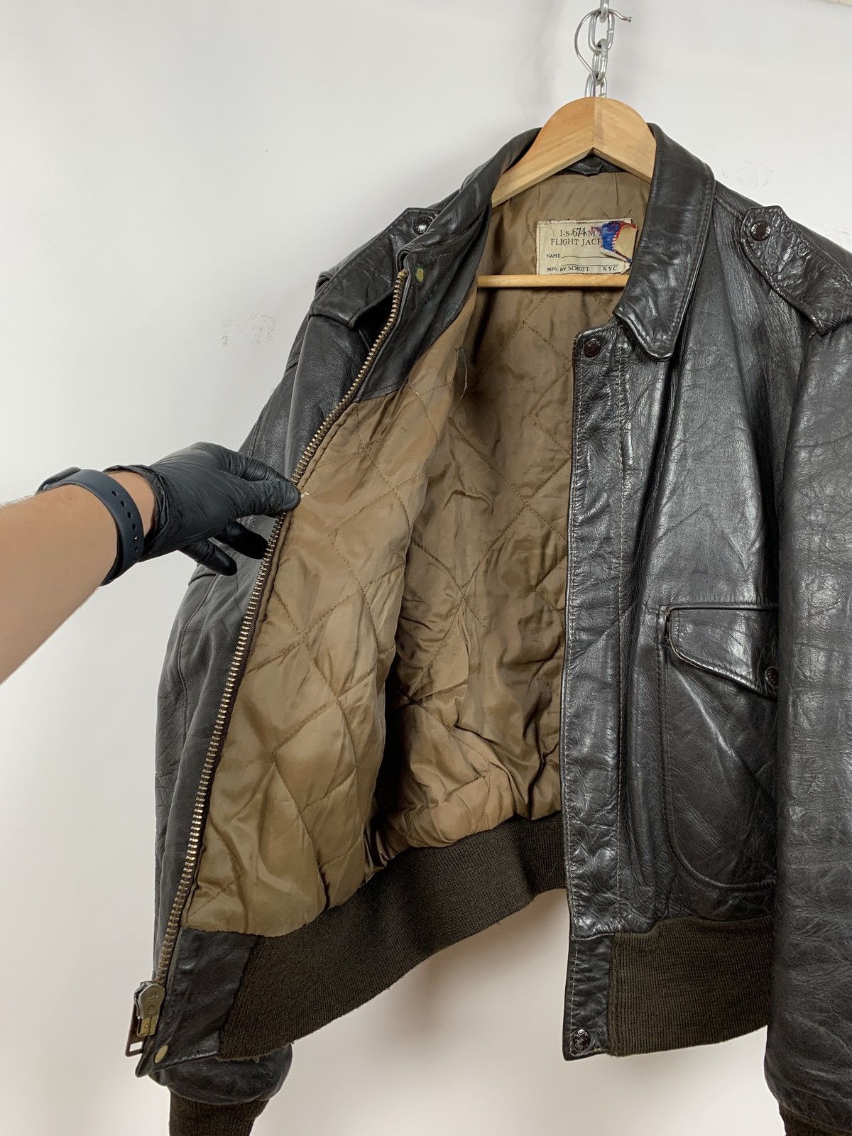 Schott Vintage Schott I-S 674 M-S Leather Flight Jacket Size US L / EU 52-54 / 3 - 19 Thumbnail
