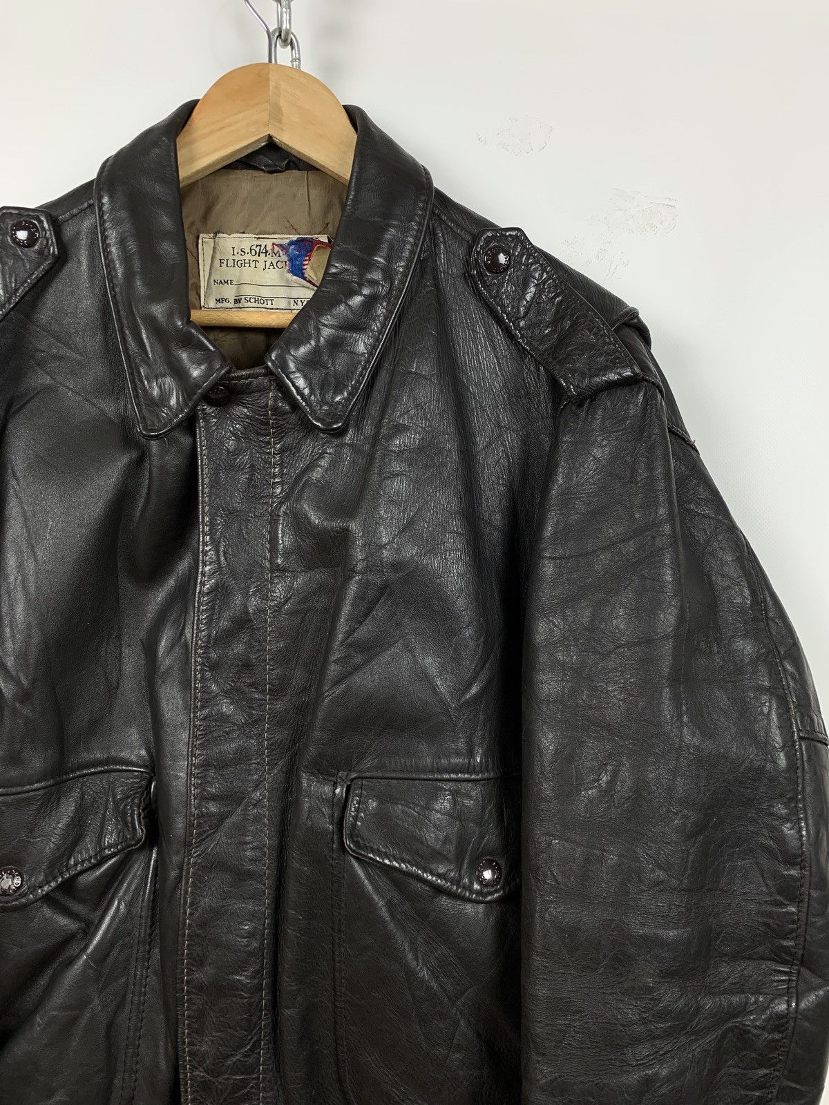 Schott Vintage Schott I-S 674 M-S Leather Flight Jacket Size US L / EU 52-54 / 3 - 8 Thumbnail