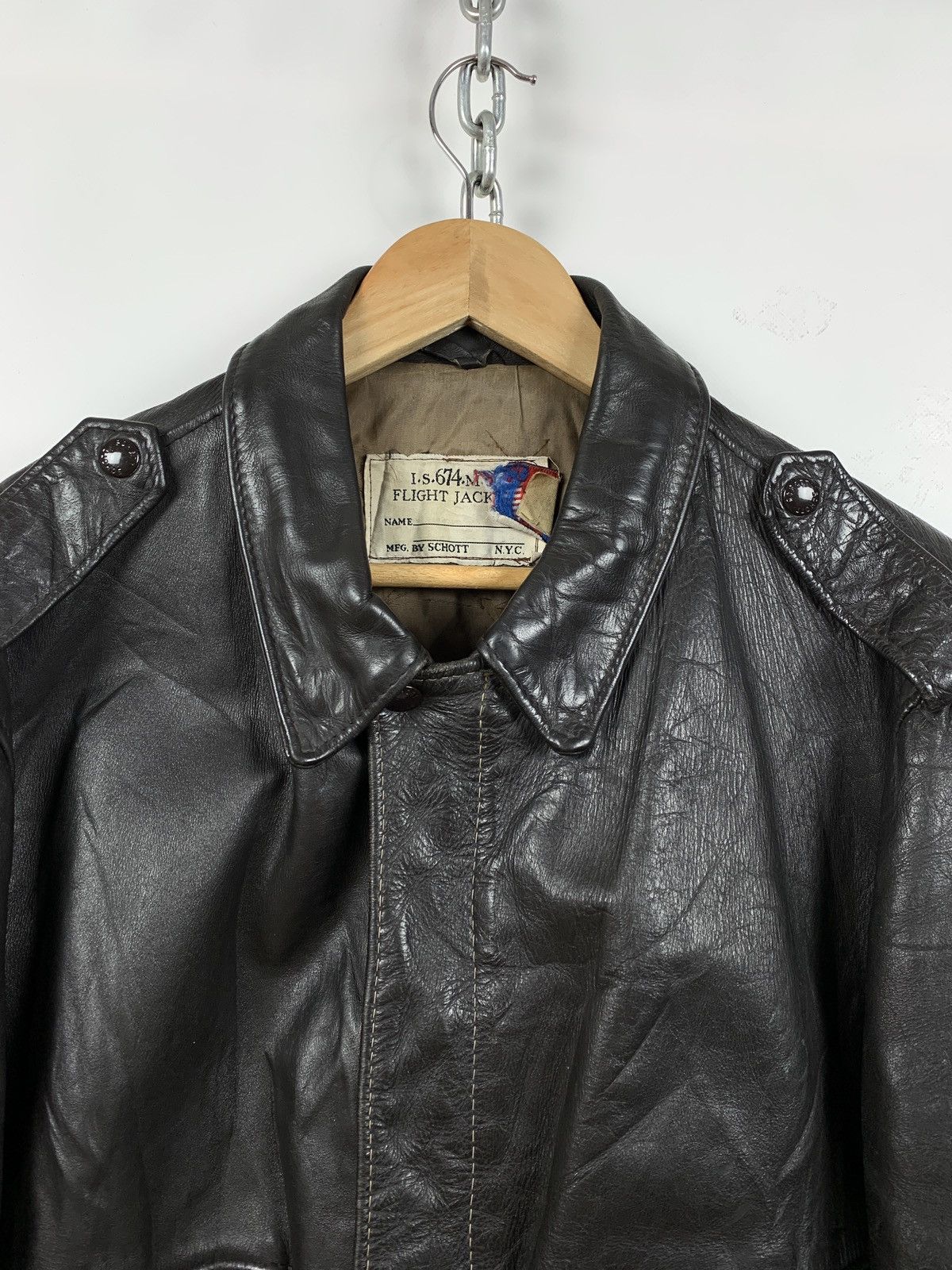 Schott Vintage Schott I-S 674 M-S Leather Flight Jacket Size US L / EU 52-54 / 3 - 9 Thumbnail