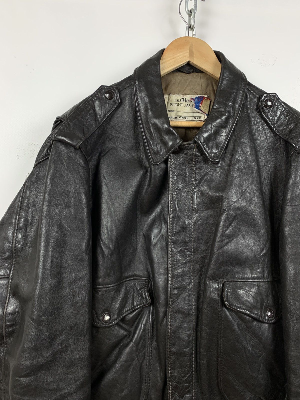 Schott Vintage Schott I-S 674 M-S Leather Flight Jacket Size US L / EU 52-54 / 3 - 7 Thumbnail
