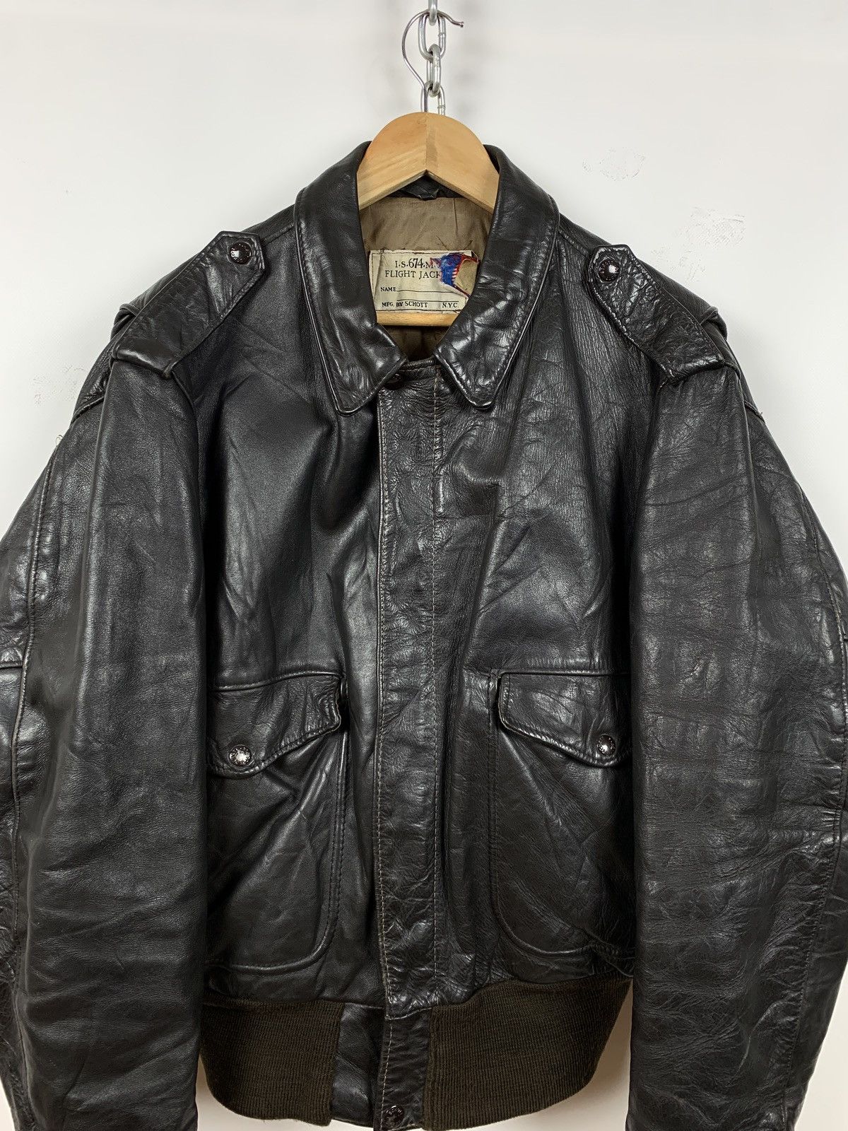 Schott Vintage Schott I-S 674 M-S Leather Flight Jacket Size US L / EU 52-54 / 3 - 6 Thumbnail