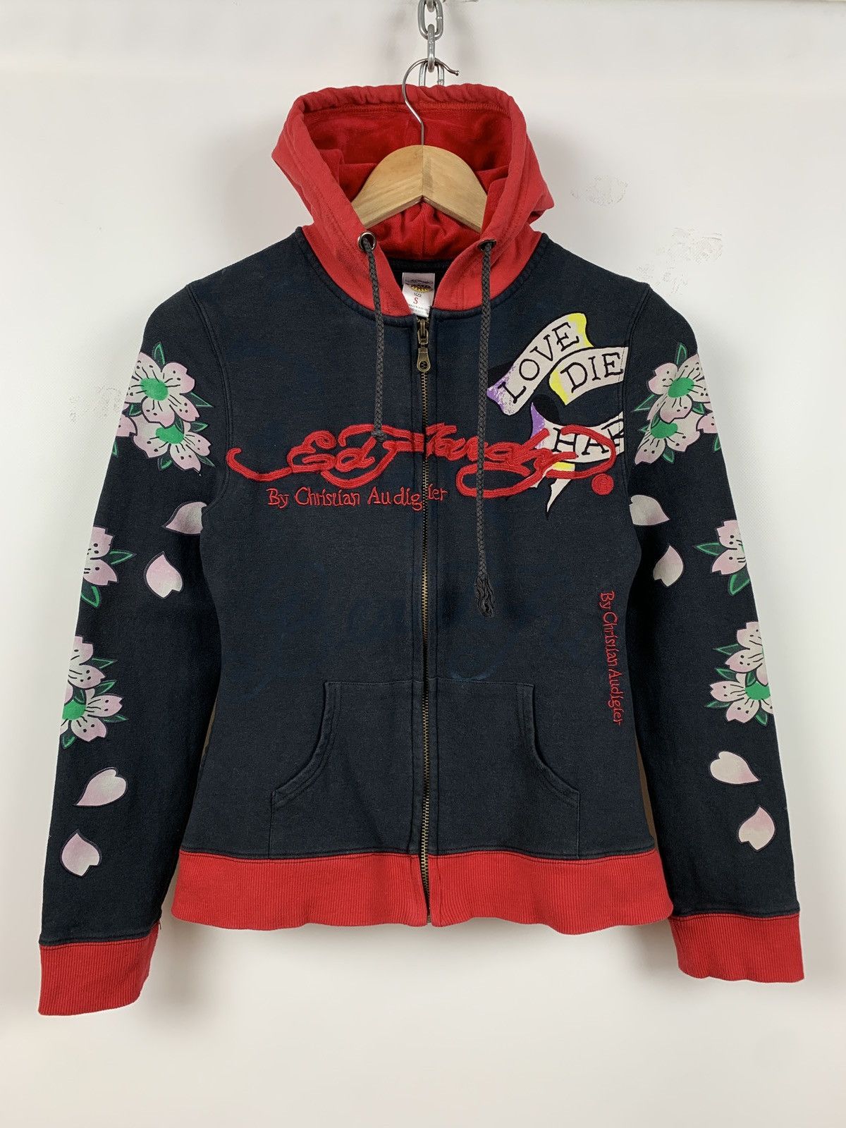 Christian Audigier Vintage Ed Hardy Women’s Rhinestones Skull Hoodie Size S / US 4 / IT 40 - 2 Thumbnail