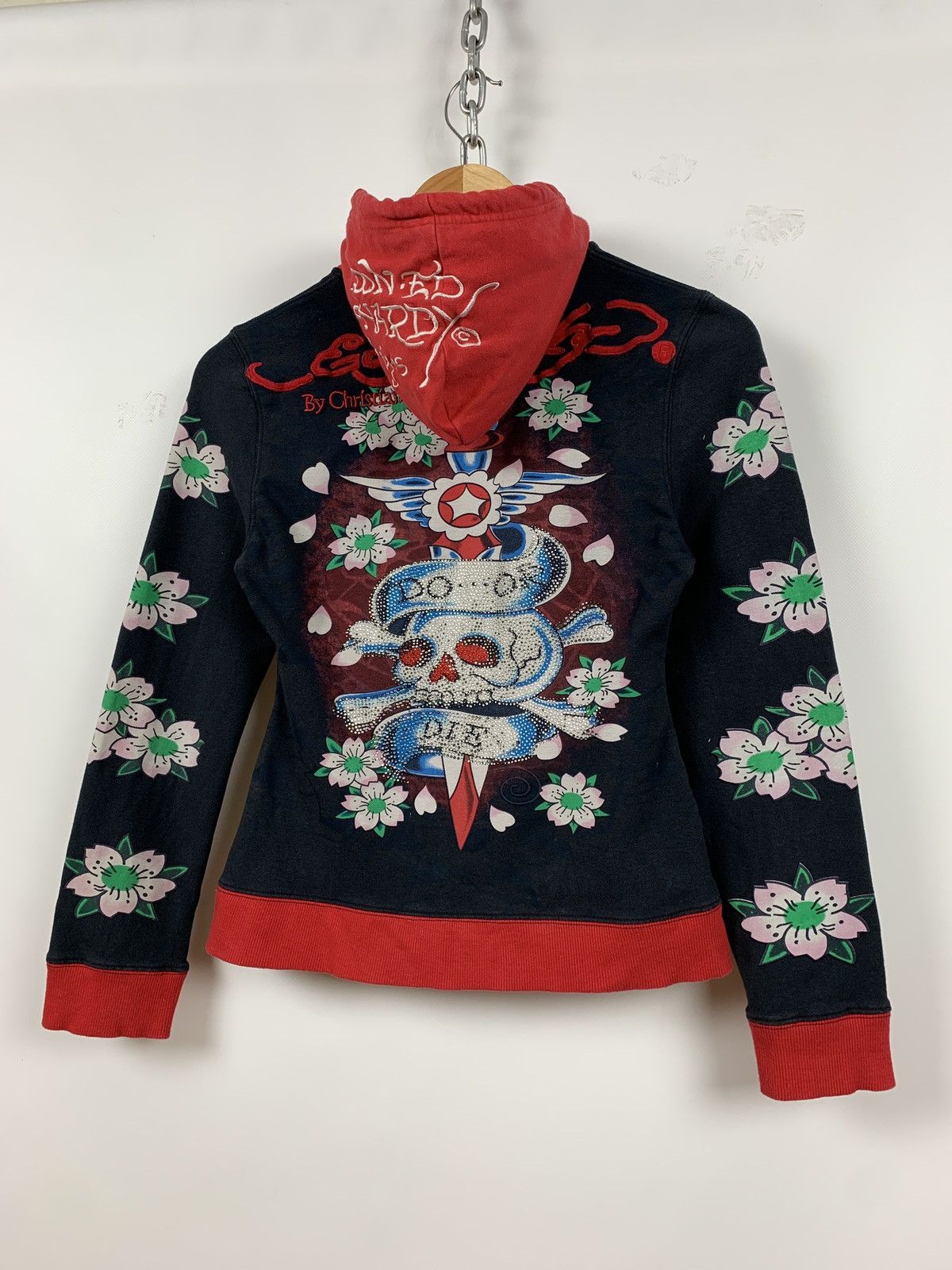 Christian Audigier Vintage Ed Hardy Women’s Rhinestones Skull Hoodie Size S / US 4 / IT 40 - 15 Thumbnail