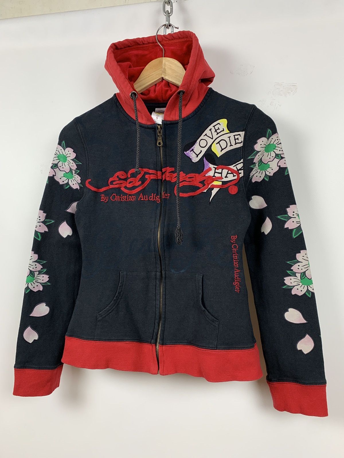 Christian Audigier Vintage Ed Hardy Women’s Rhinestones Skull Hoodie Size S / US 4 / IT 40 - 4 Thumbnail