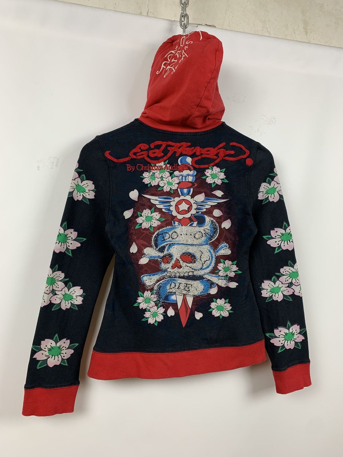 Christian Audigier Vintage Ed Hardy Women’s Rhinestones Skull Hoodie Size S / US 4 / IT 40 - 3 Thumbnail
