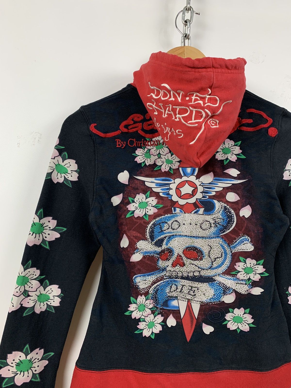 Christian Audigier Vintage Ed Hardy Women’s Rhinestones Skull Hoodie Size S / US 4 / IT 40 - 11 Thumbnail