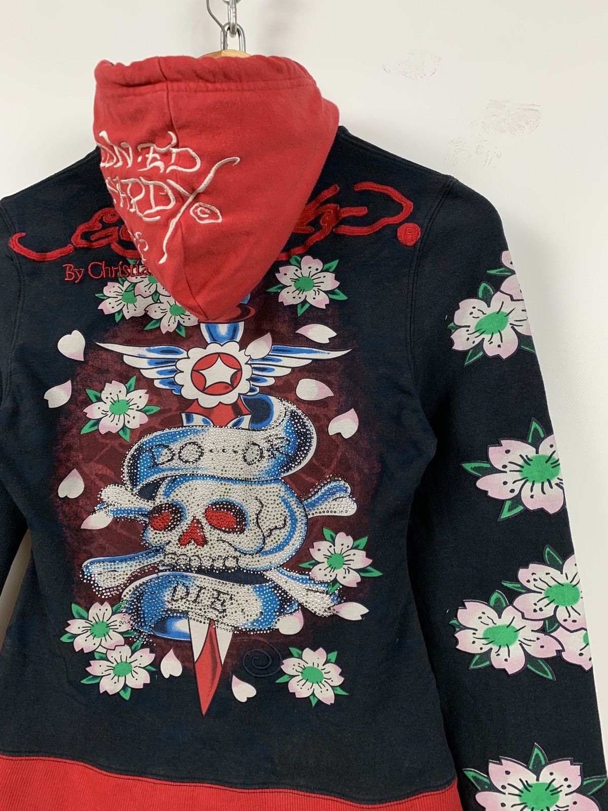 Christian Audigier Vintage Ed Hardy Women’s Rhinestones Skull Hoodie Size S / US 4 / IT 40 - 12 Thumbnail