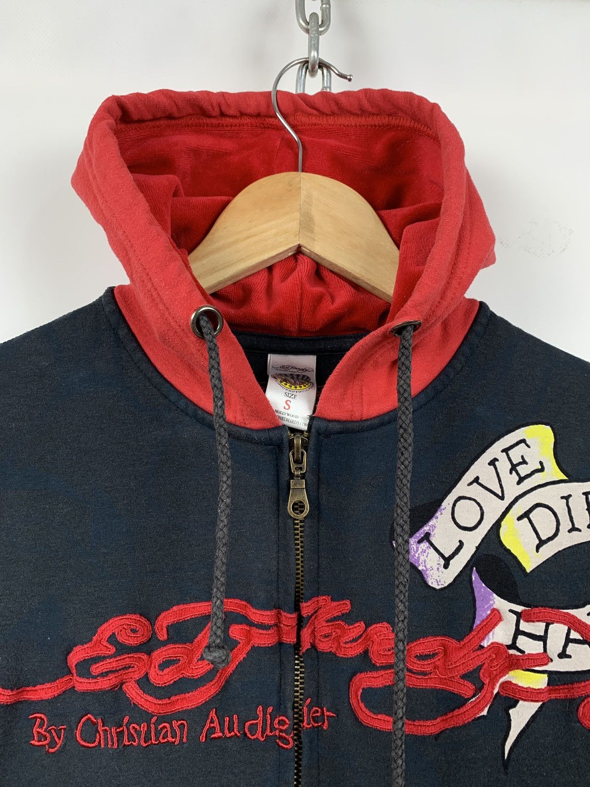Christian Audigier Vintage Ed Hardy Women’s Rhinestones Skull Hoodie Size S / US 4 / IT 40 - 8 Thumbnail