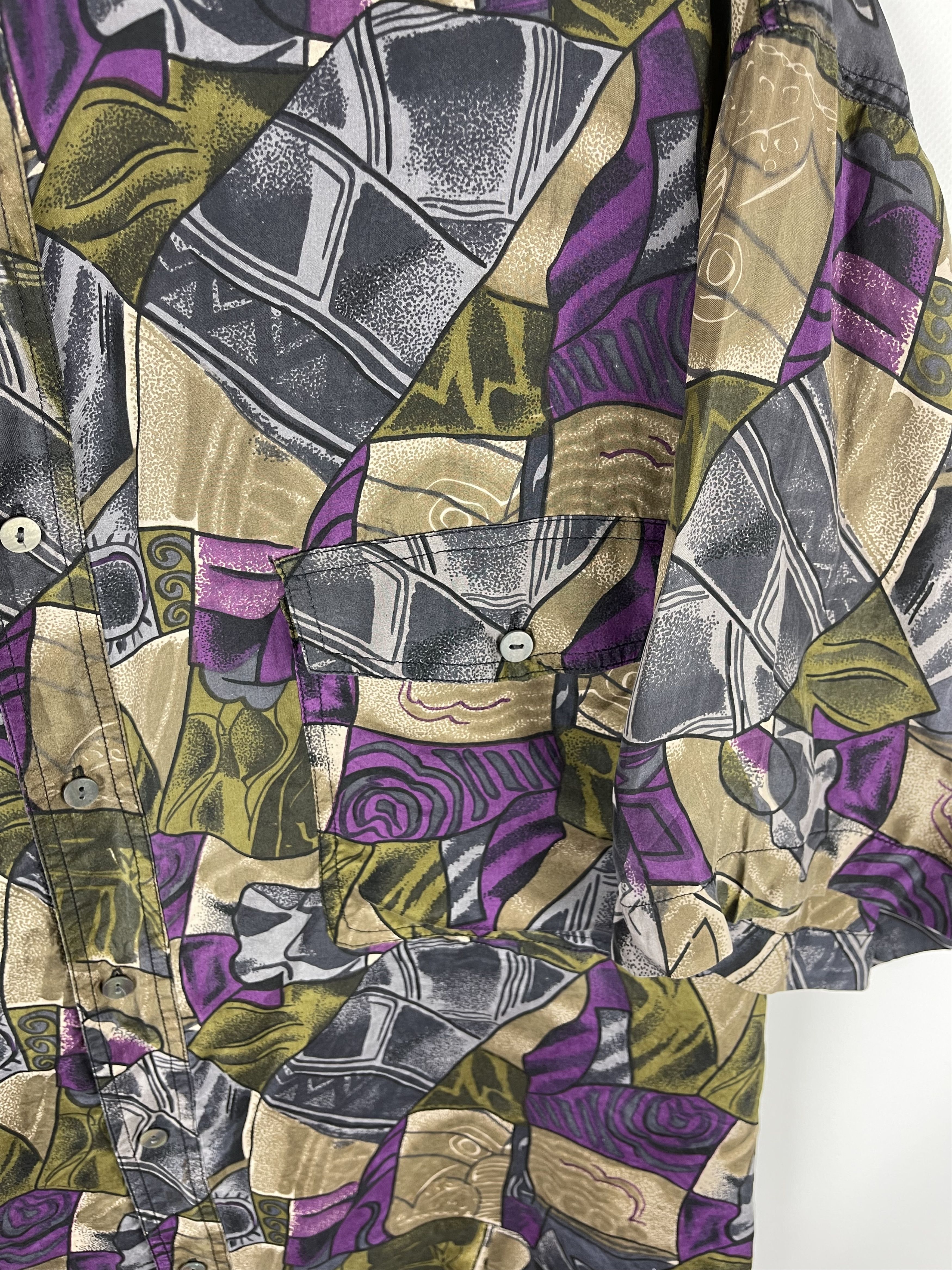 Vintage Emilio Vespucci vintage pattern Dior style silk ss shirt Size US L / EU 52-54 / 3 - 6 Thumbnail