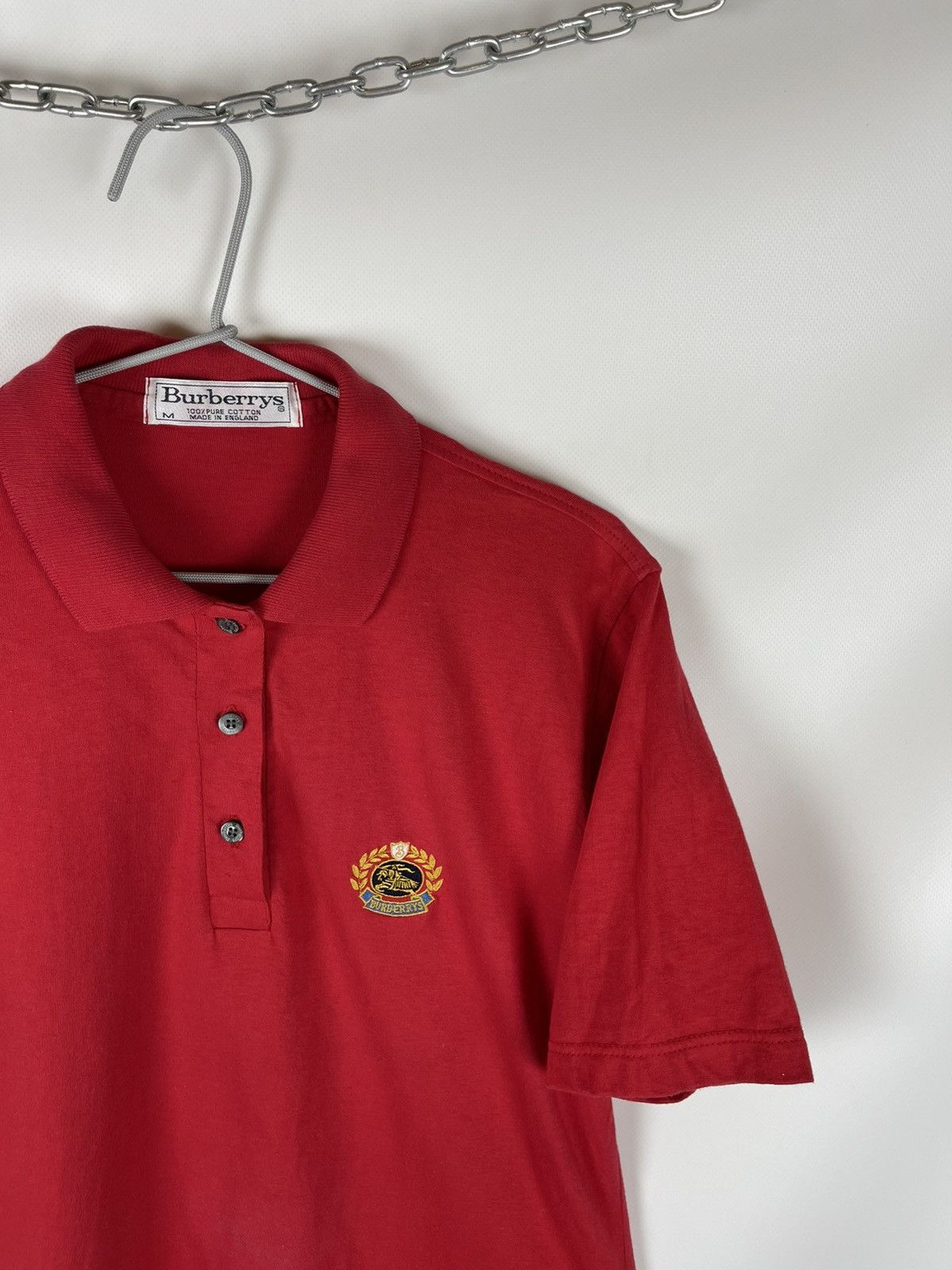 Burberry Burberrys made in England embroidered logo red polo tee Size M / US 6-8 / IT 42-44 - 1 Thumbnail