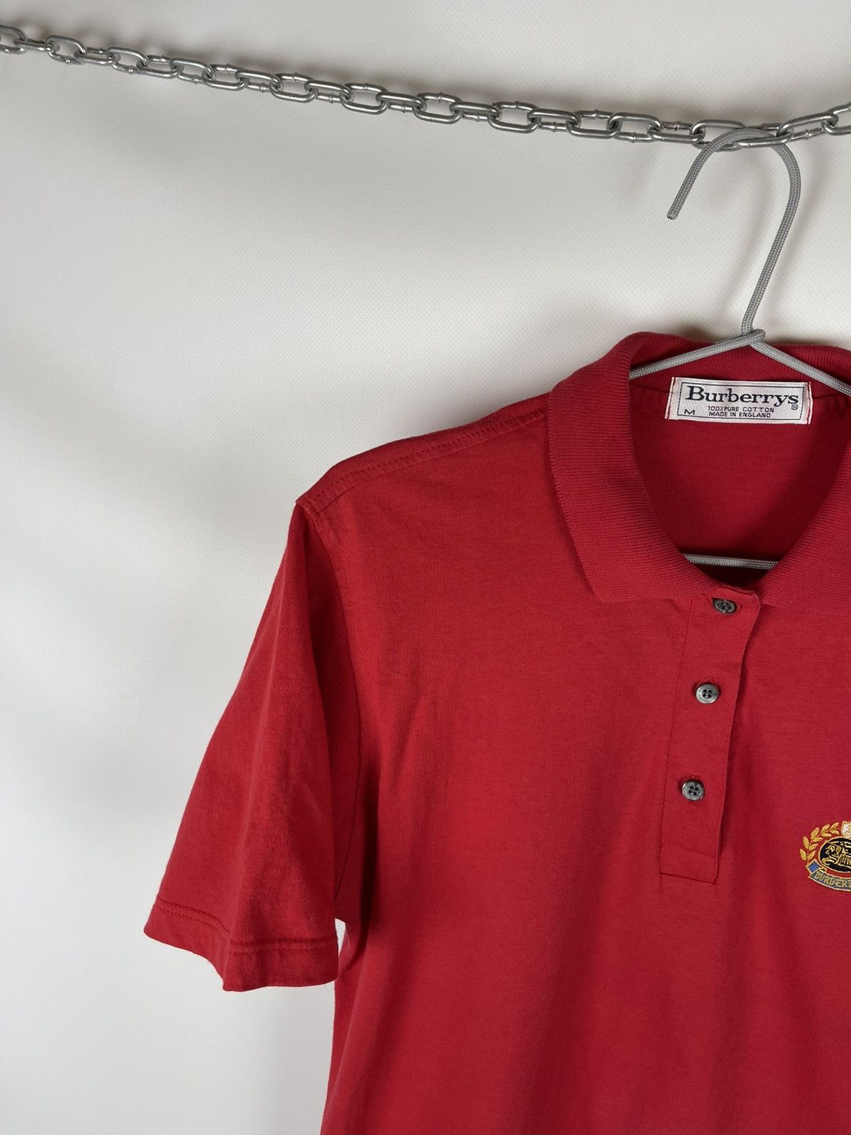 Burberry Burberrys made in England embroidered logo red polo tee Size M / US 6-8 / IT 42-44 - 3 Thumbnail