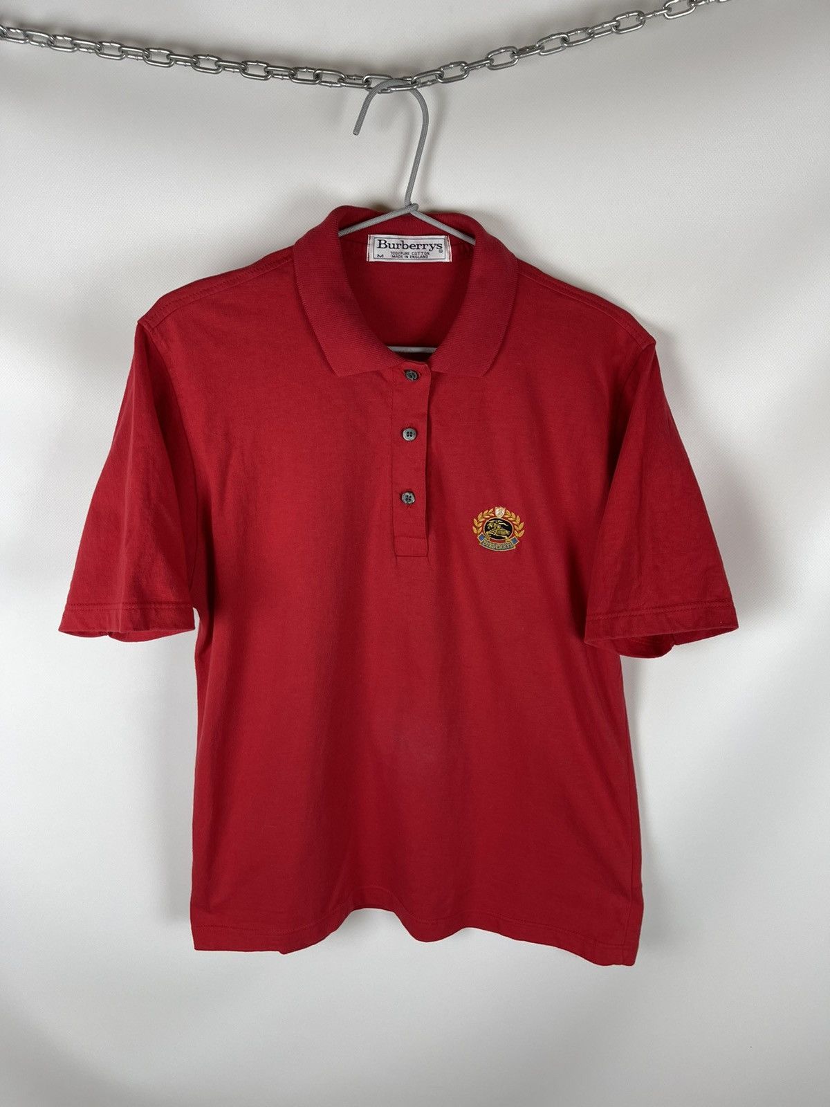 Burberry Burberrys made in England embroidered logo red polo tee Size M / US 6-8 / IT 42-44 - 2 Thumbnail