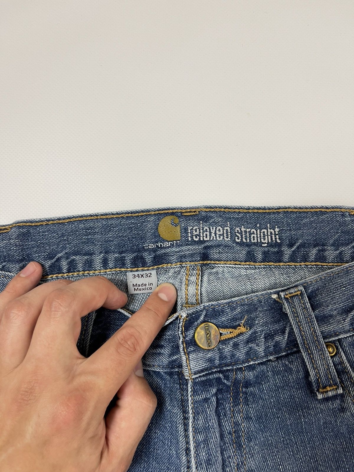 Carhartt Carhartt vintage relaxed straight blue distressed denim Size US 34 / EU 50 - 13 Thumbnail