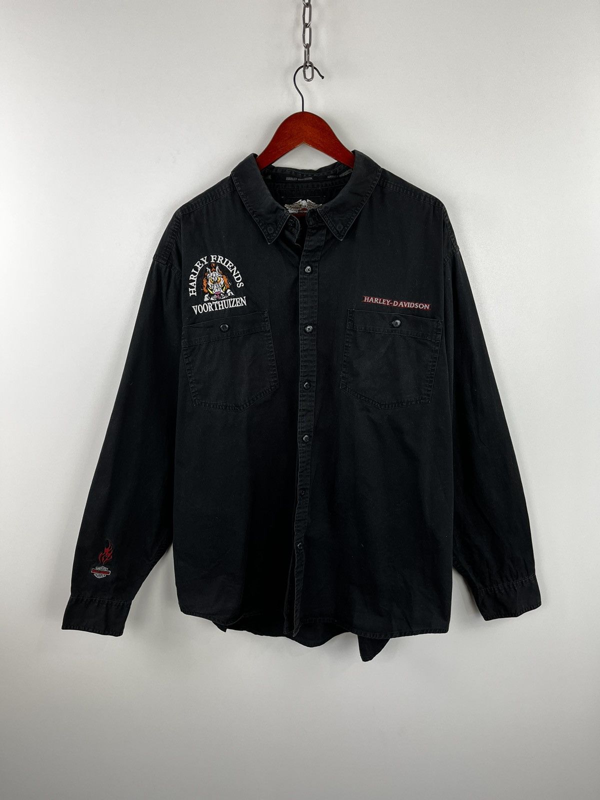 Harley Davidson × Vintage Vintage🔥Harley Davidson🔥 Shirt Long Sleeve Embroidery Logo Size US XXL / EU 58 / 5 - 1 Thumbnail