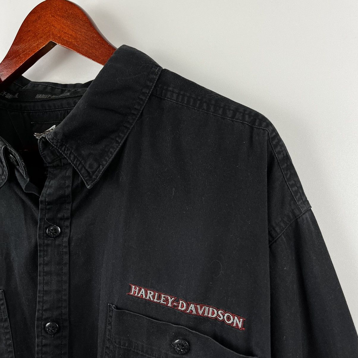 Harley Davidson × Vintage Vintage🔥Harley Davidson🔥 Shirt Long Sleeve Embroidery Logo Size US XXL / EU 58 / 5 - 7 Thumbnail