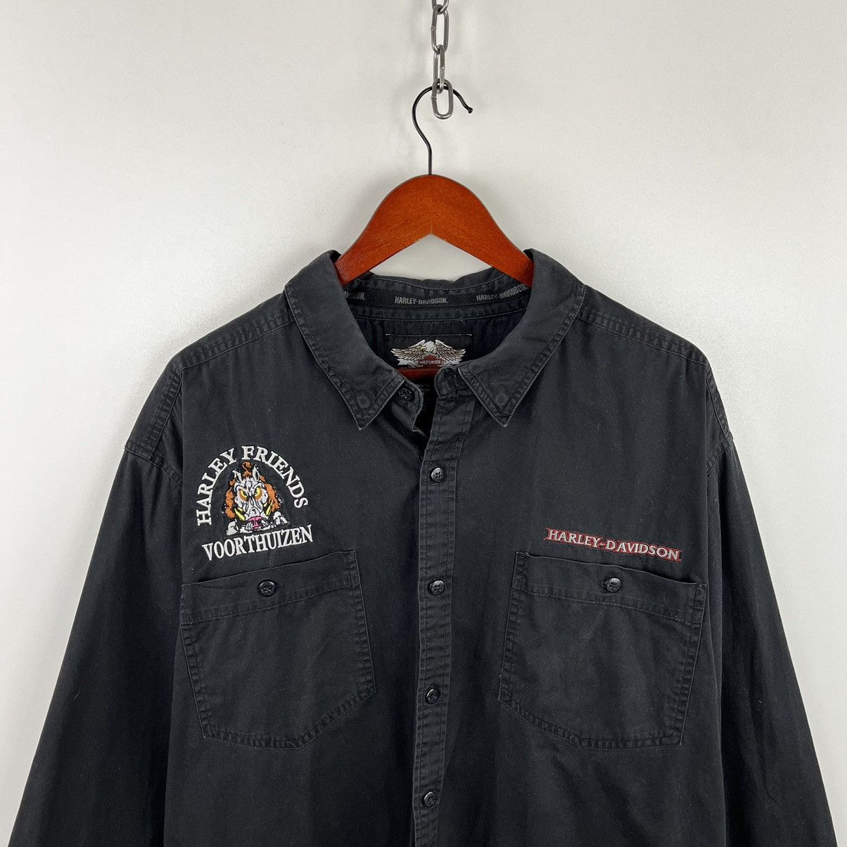 Harley Davidson × Vintage Vintage🔥Harley Davidson🔥 Shirt Long Sleeve Embroidery Logo Size US XXL / EU 58 / 5 - 3 Thumbnail