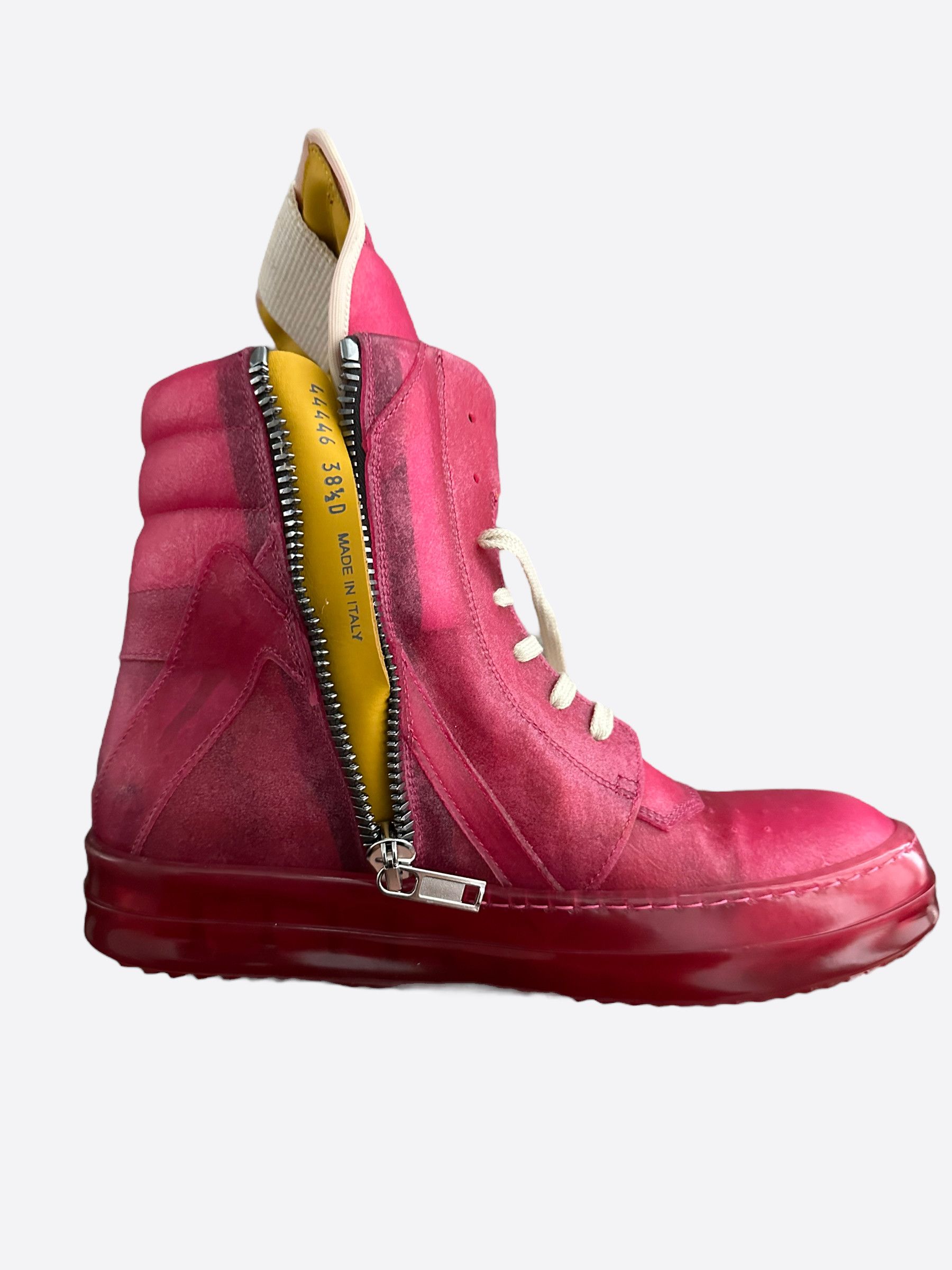 Rick Owens Hot Pink Geobasket High Top Women Sneakers