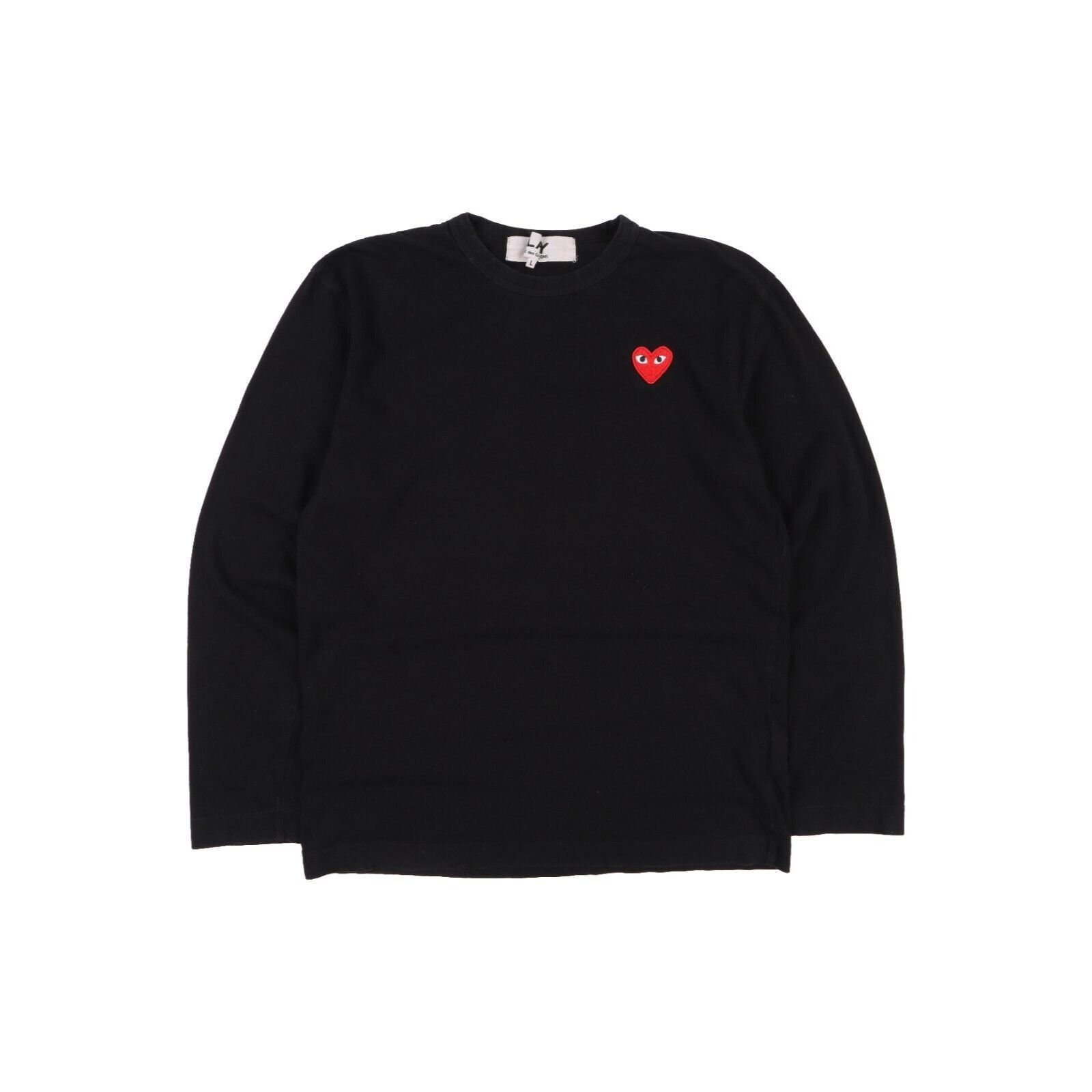 Play COMME DES GARCONS Long Sleeve T Shirt Black Logo Cotton