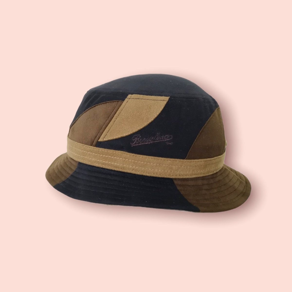 Borsalino × Japanese Brand VERY RARE BORSALINO PATCHWORK SUEDE TEXTURED CASUALS HAT Size ONE SIZE - 1 Thumbnail