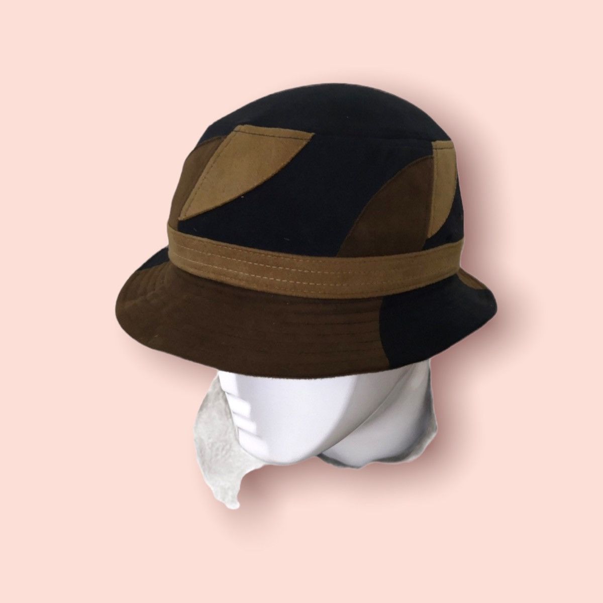 Borsalino × Japanese Brand VERY RARE BORSALINO PATCHWORK SUEDE TEXTURED CASUALS HAT Size ONE SIZE - 4 Thumbnail