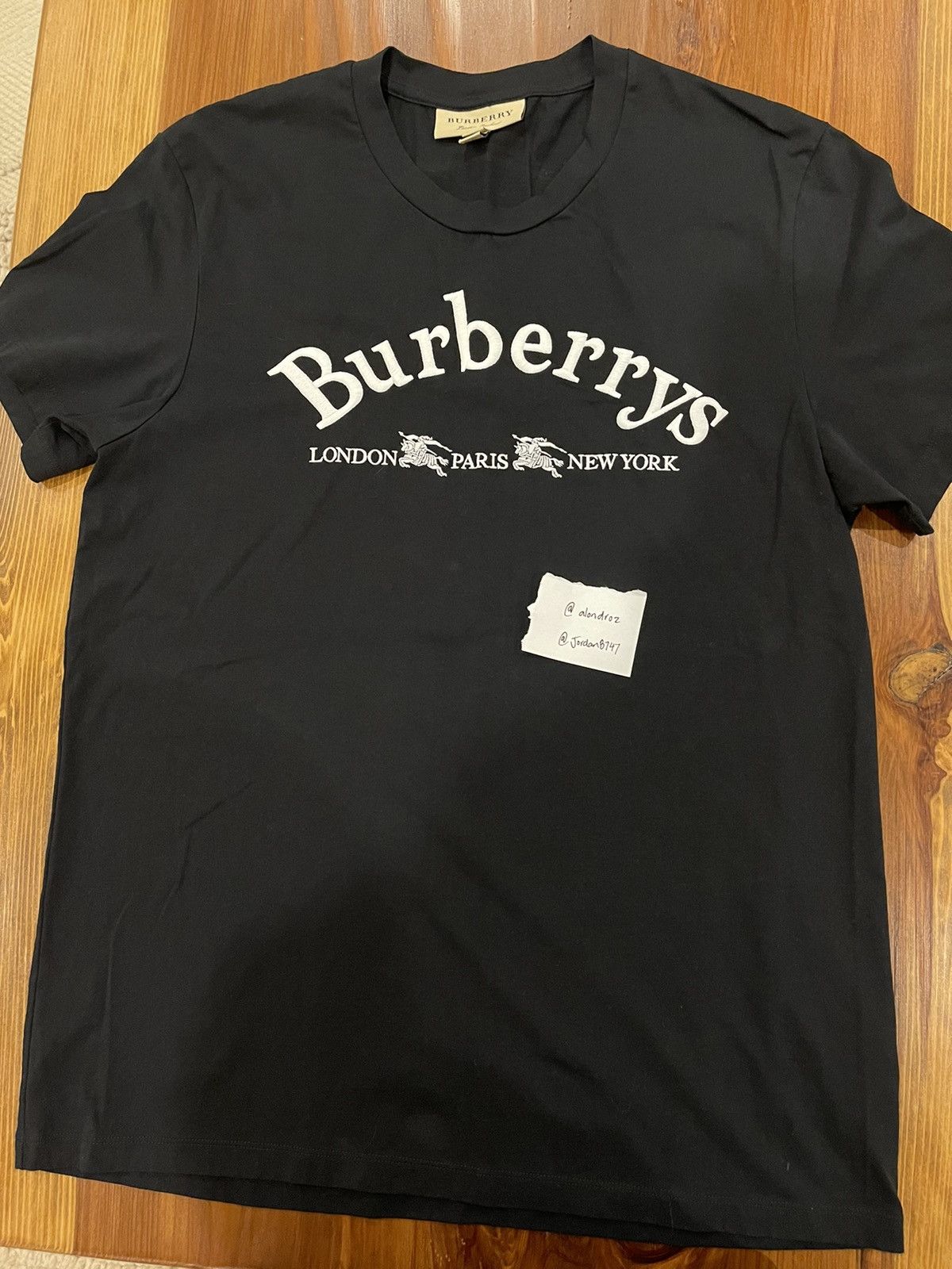 image of Burberry Embroidered Tee Size L in Navy, Men's