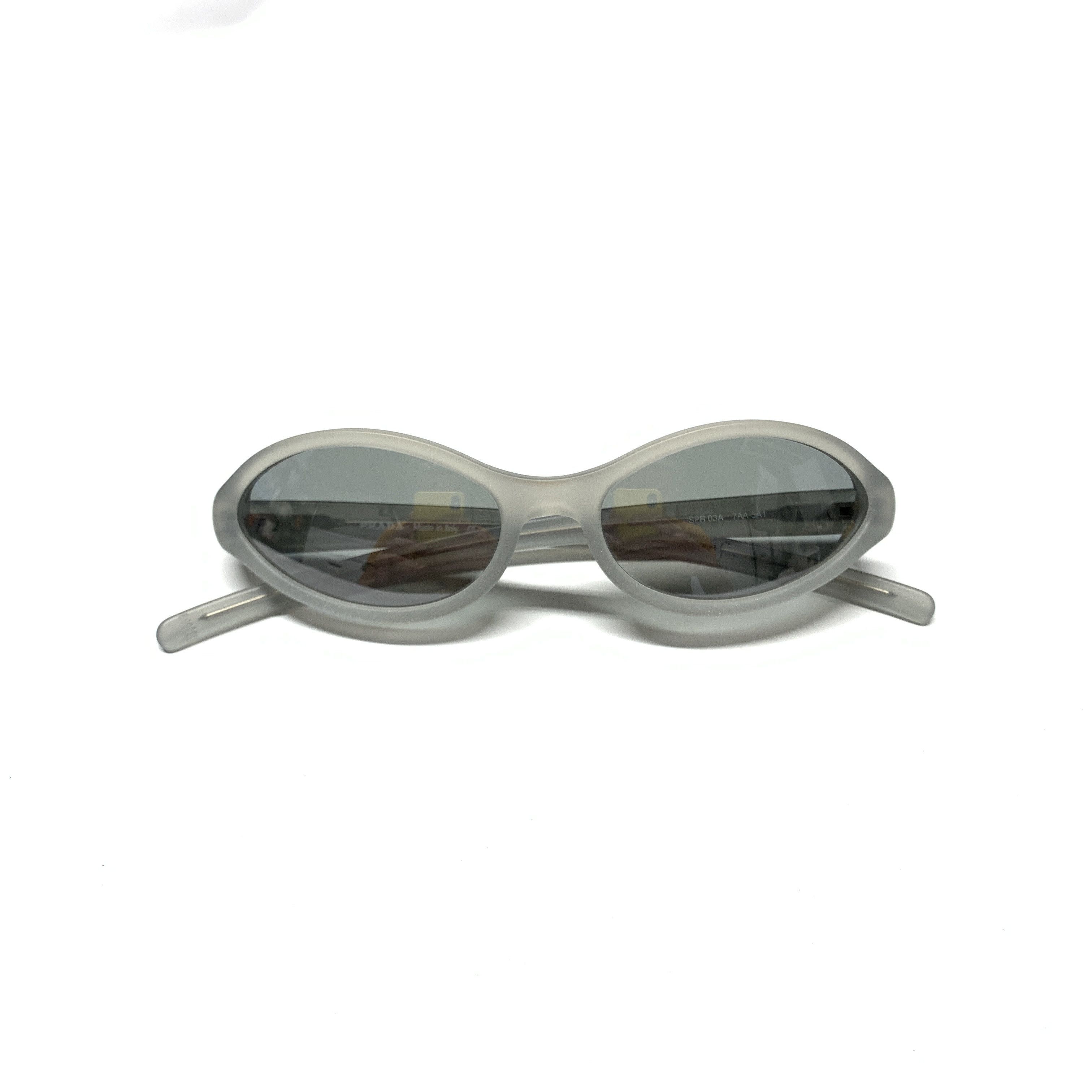 Prada Vtg 00s Prada Frosted Drop Sunglasses (Grey Dark Lenses) Size ONE SIZE - 8 Thumbnail