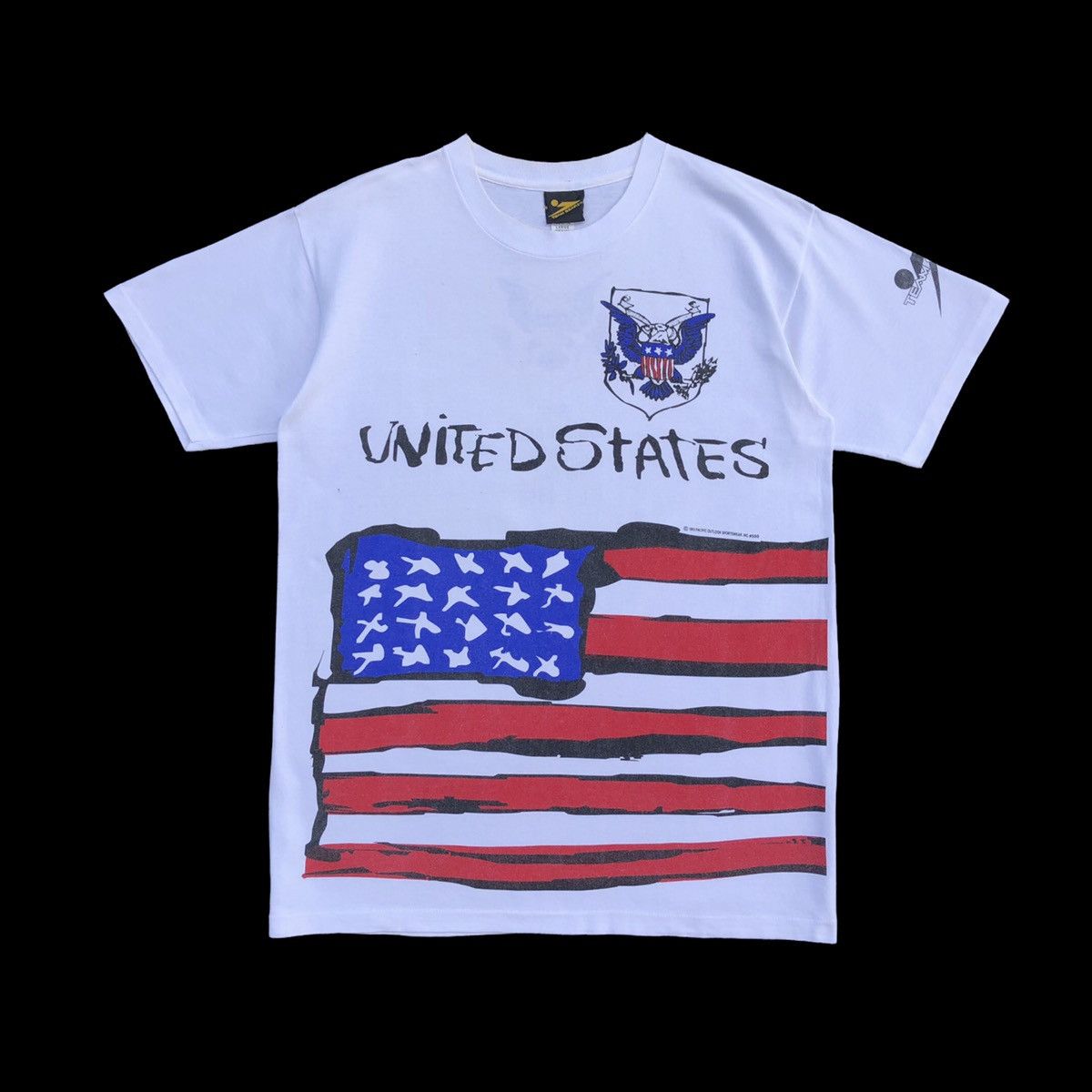 Vintage Vintage 90s USA Flag Logo Team Gear T- Shirt Size US L / EU 52-54 / 3 - 1 Thumbnail