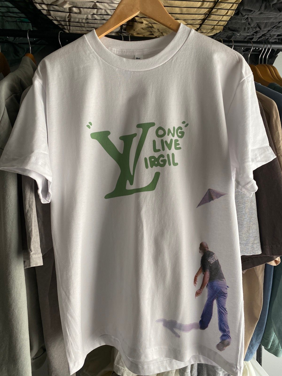 Custom Long Live Virgil tribute Tee shirt Louis Vuitton Logo