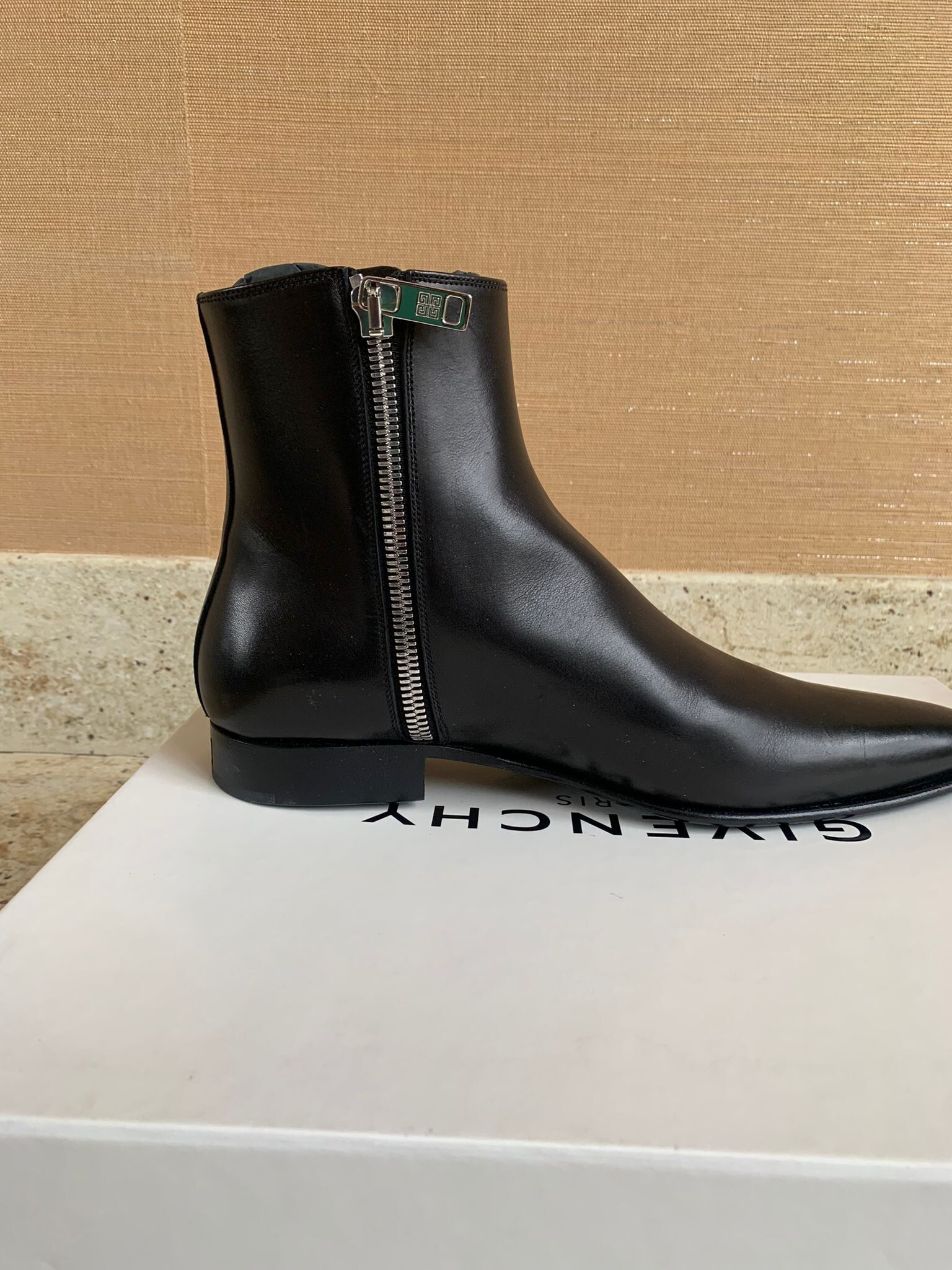 Pre-owned Givenchy Side Chelsea Zip Boots In Black